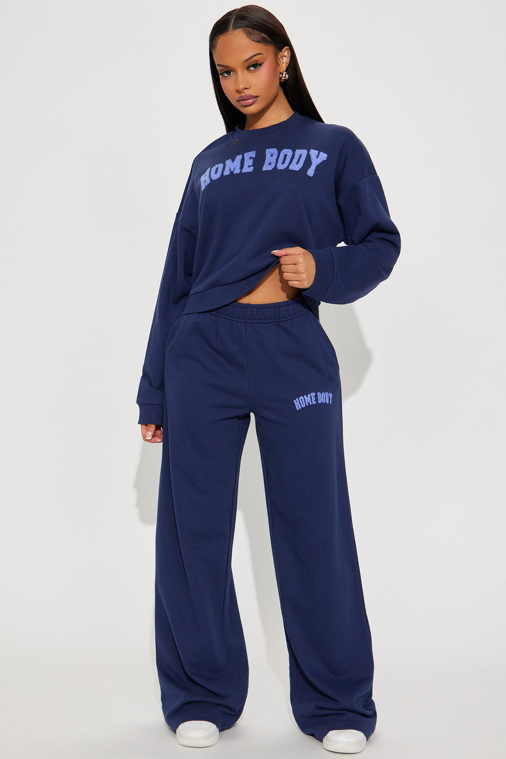 Home Body Embroidered Pant Set - Navy 
