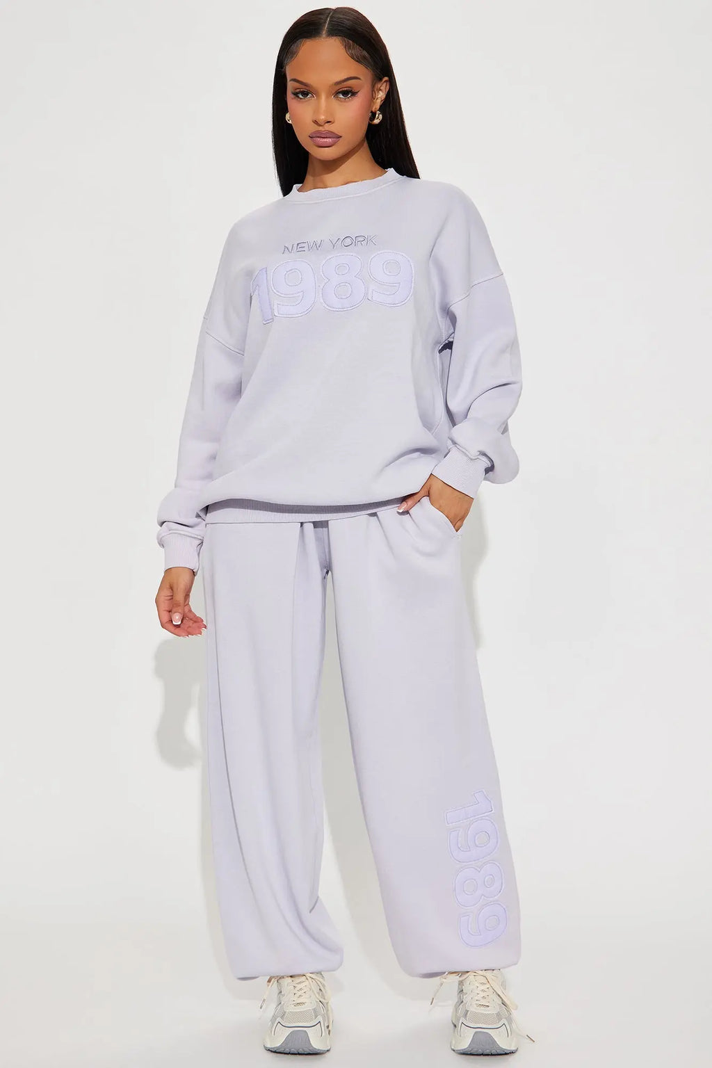 Old School NY Fleece Pant Set - Lavender 