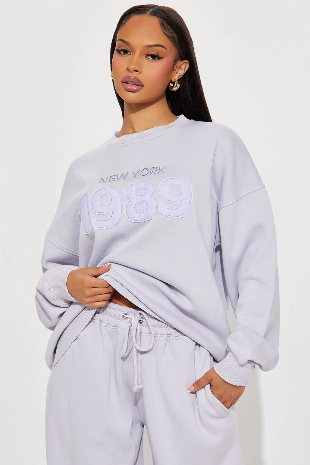 Old School NY Fleece Pant Set - Lavender 