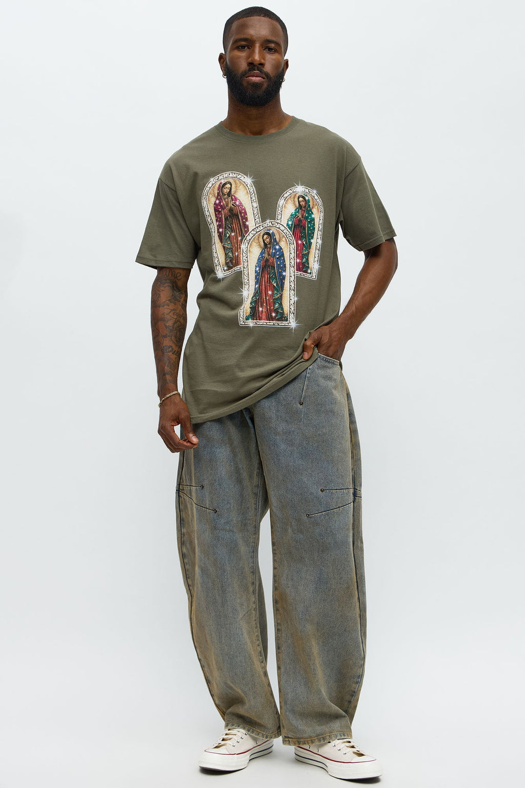 Mary Pray For Me Short Sleeve Tee - Khaki