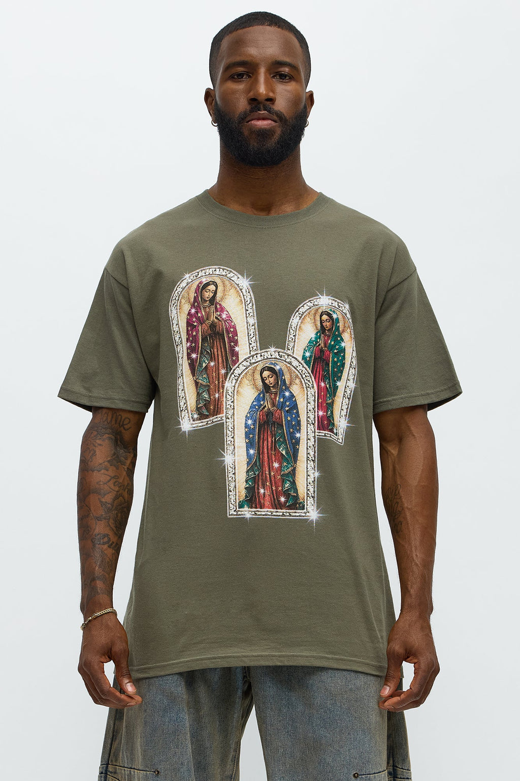 Mary Pray For Me Short Sleeve Tee - Khaki