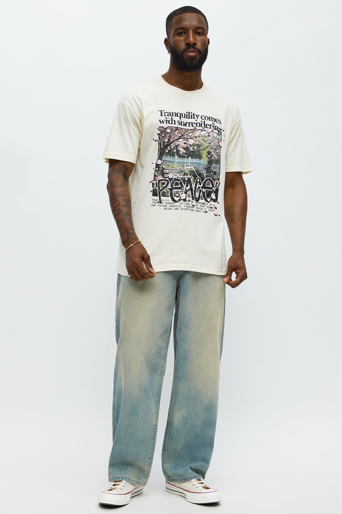Peace Be With Yall Short Sleeve Tee - Natural