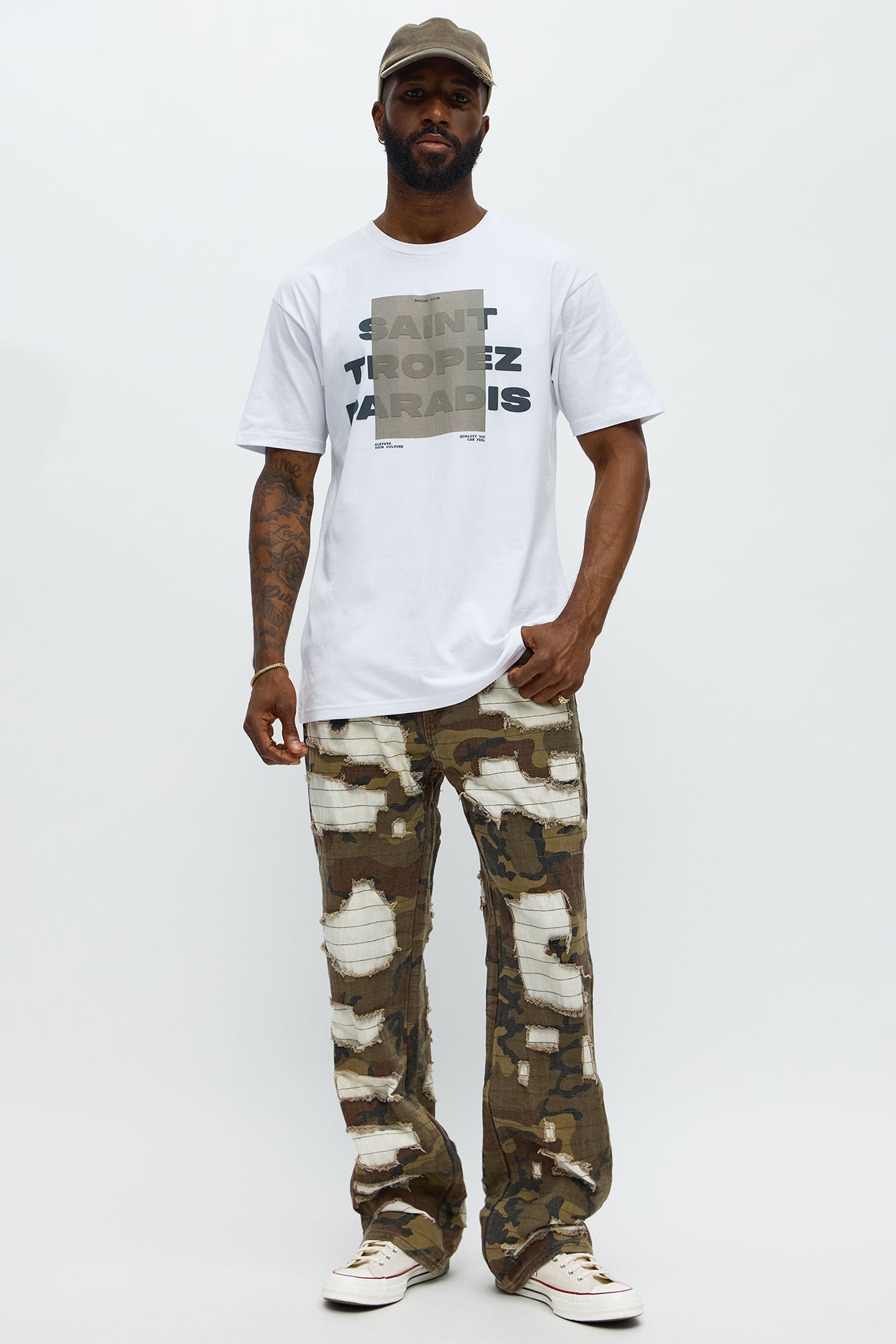 Stacked Slim Flare Rip It Stitch It Camo Pants - Camouflage