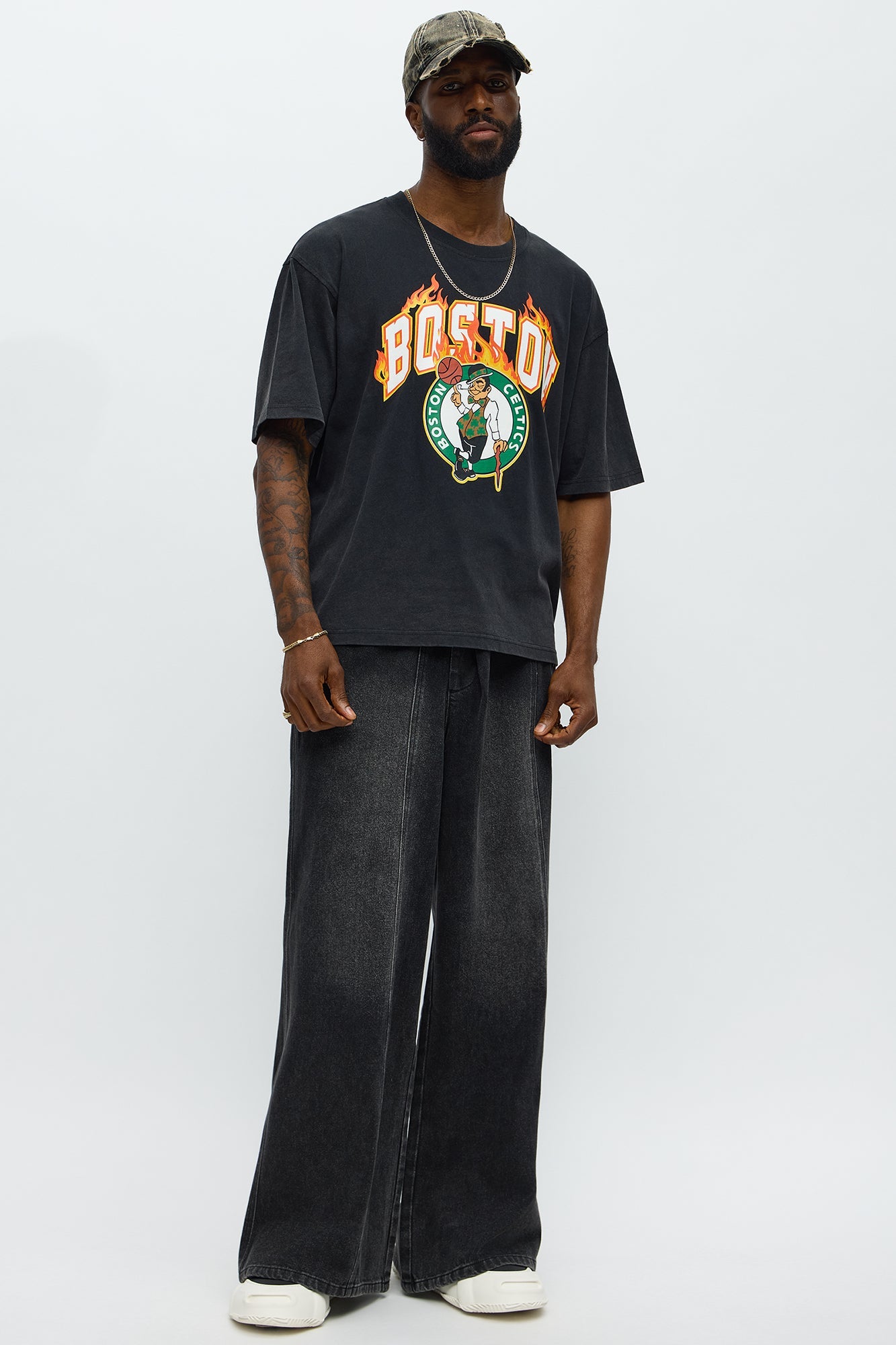 Celtics Slam Jam Oversized Short Sleeve Tee - Black