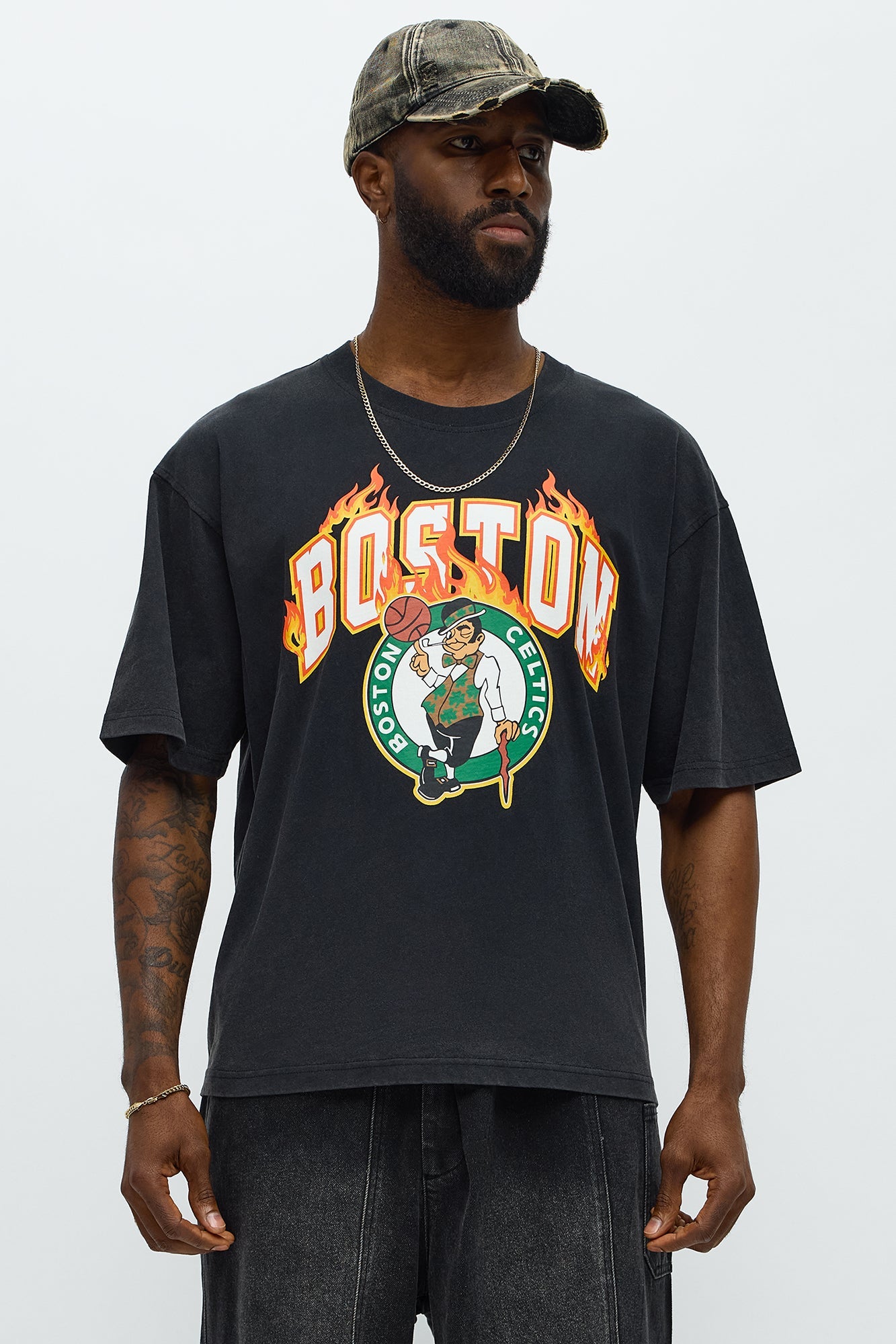 Celtics Slam Jam Oversized Short Sleeve Tee - Black
