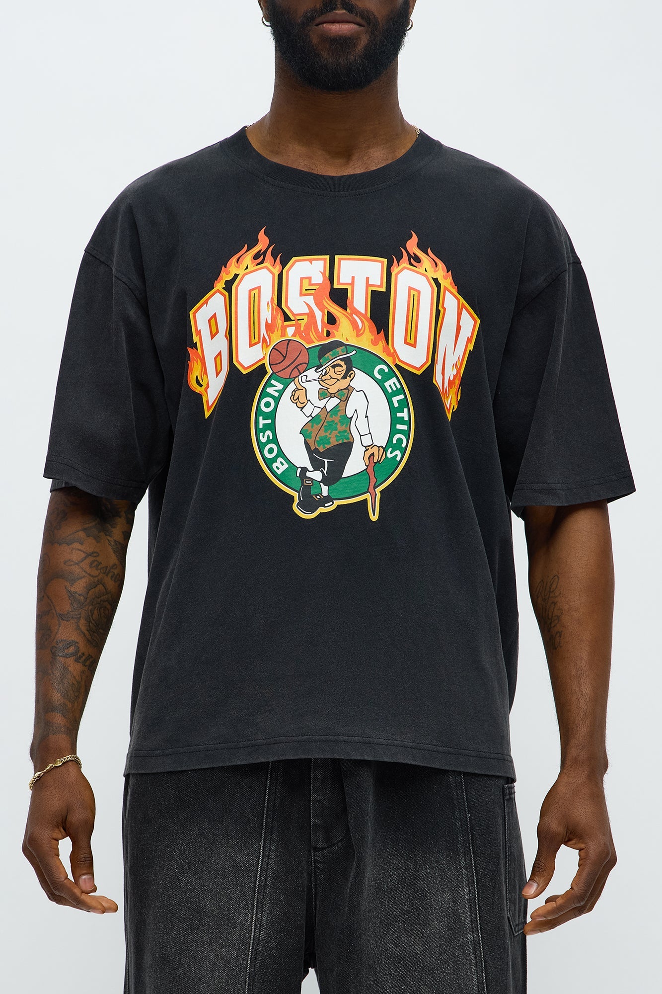 Celtics Slam Jam Oversized Short Sleeve Tee - Black