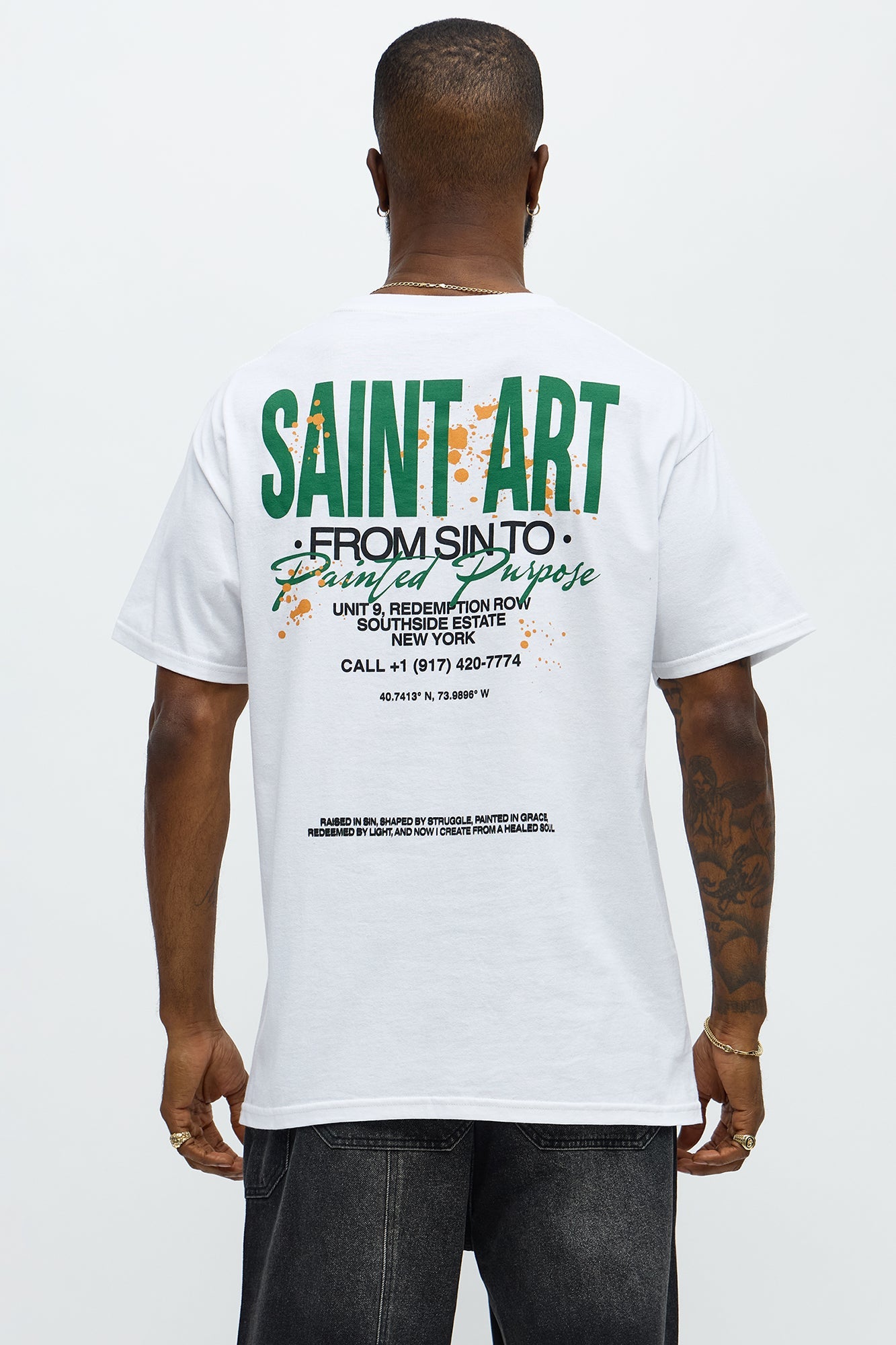 Saint Art Paint Short Sleeve Tee - White