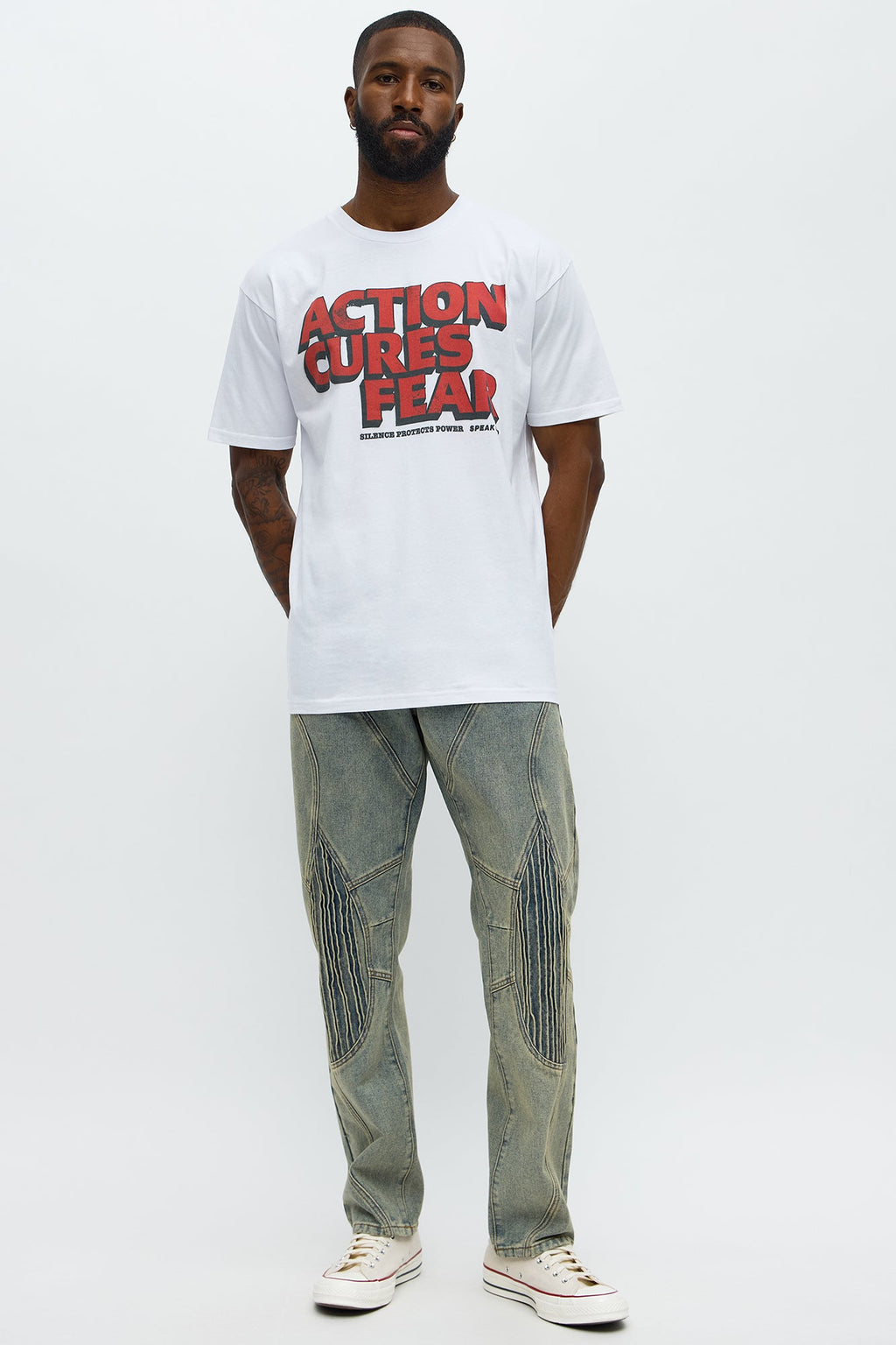 Action Cures Fear Short Sleeve Tee - White