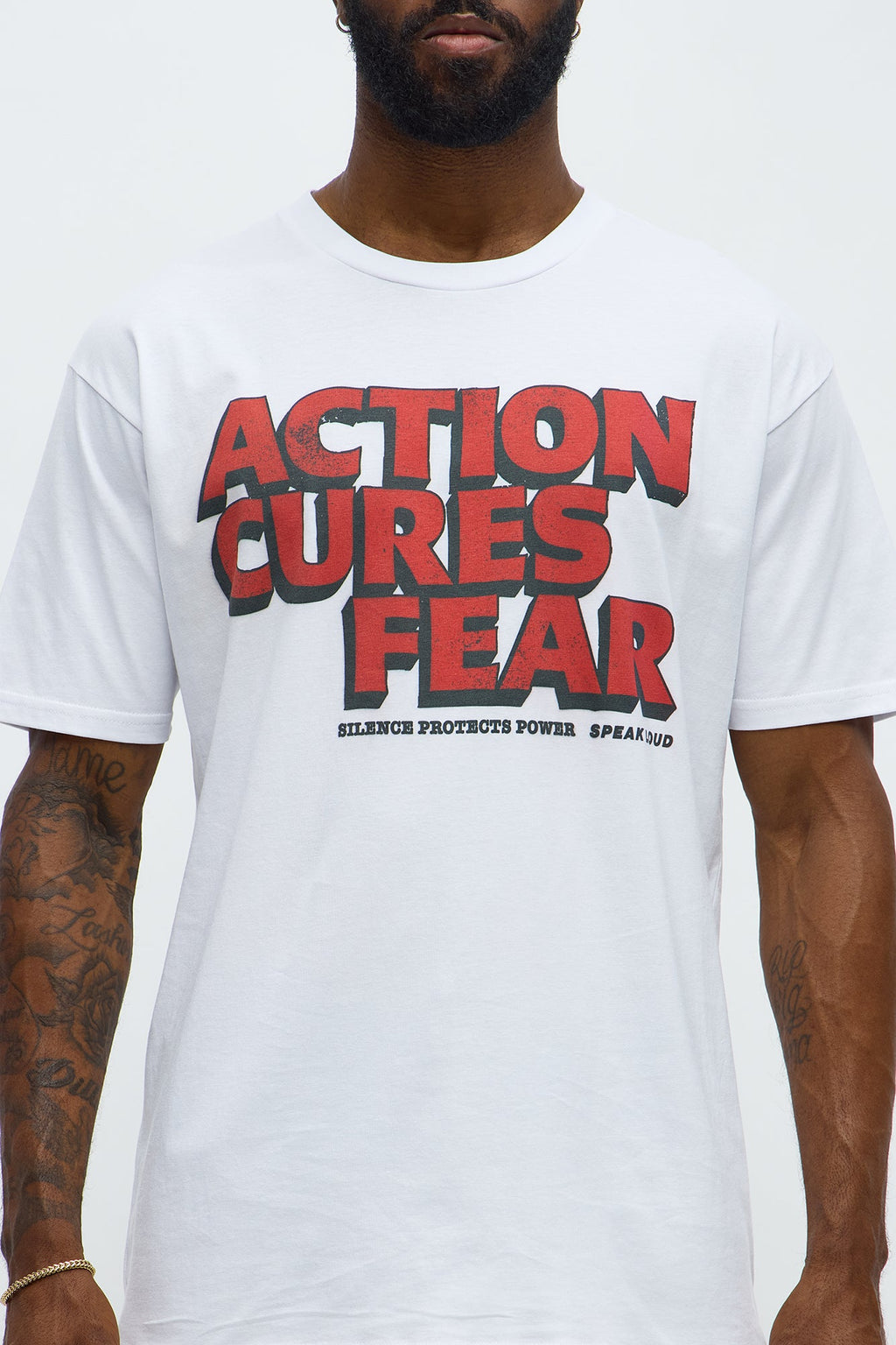 Action Cures Fear Short Sleeve Tee - White