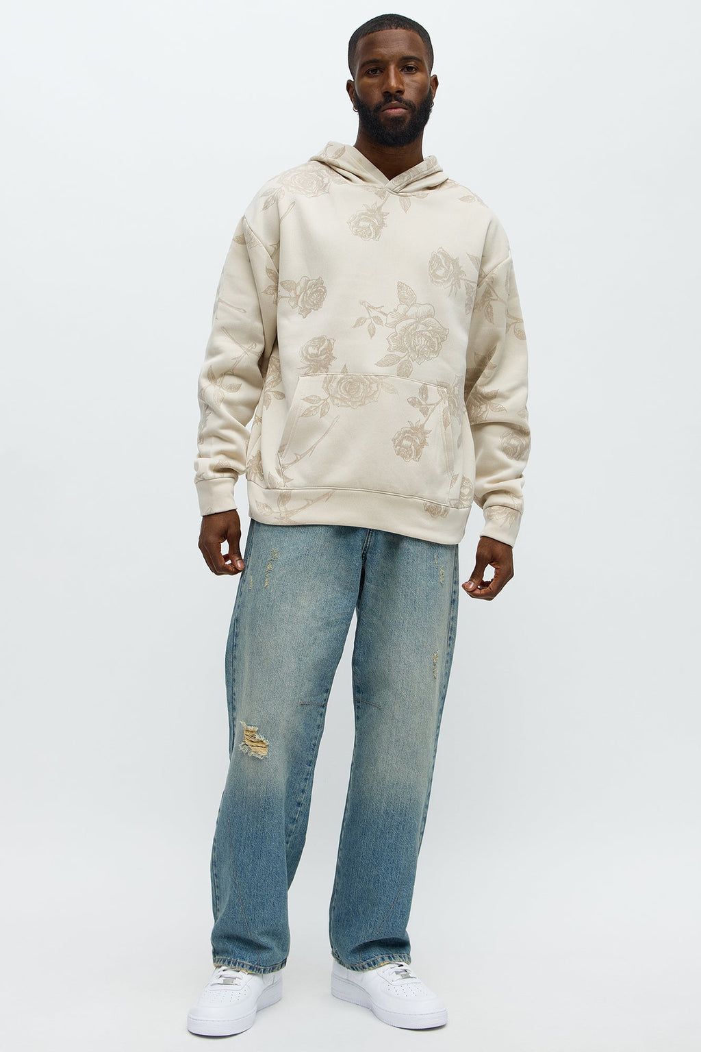 Flock Thorny Roses Hoodie - Cream