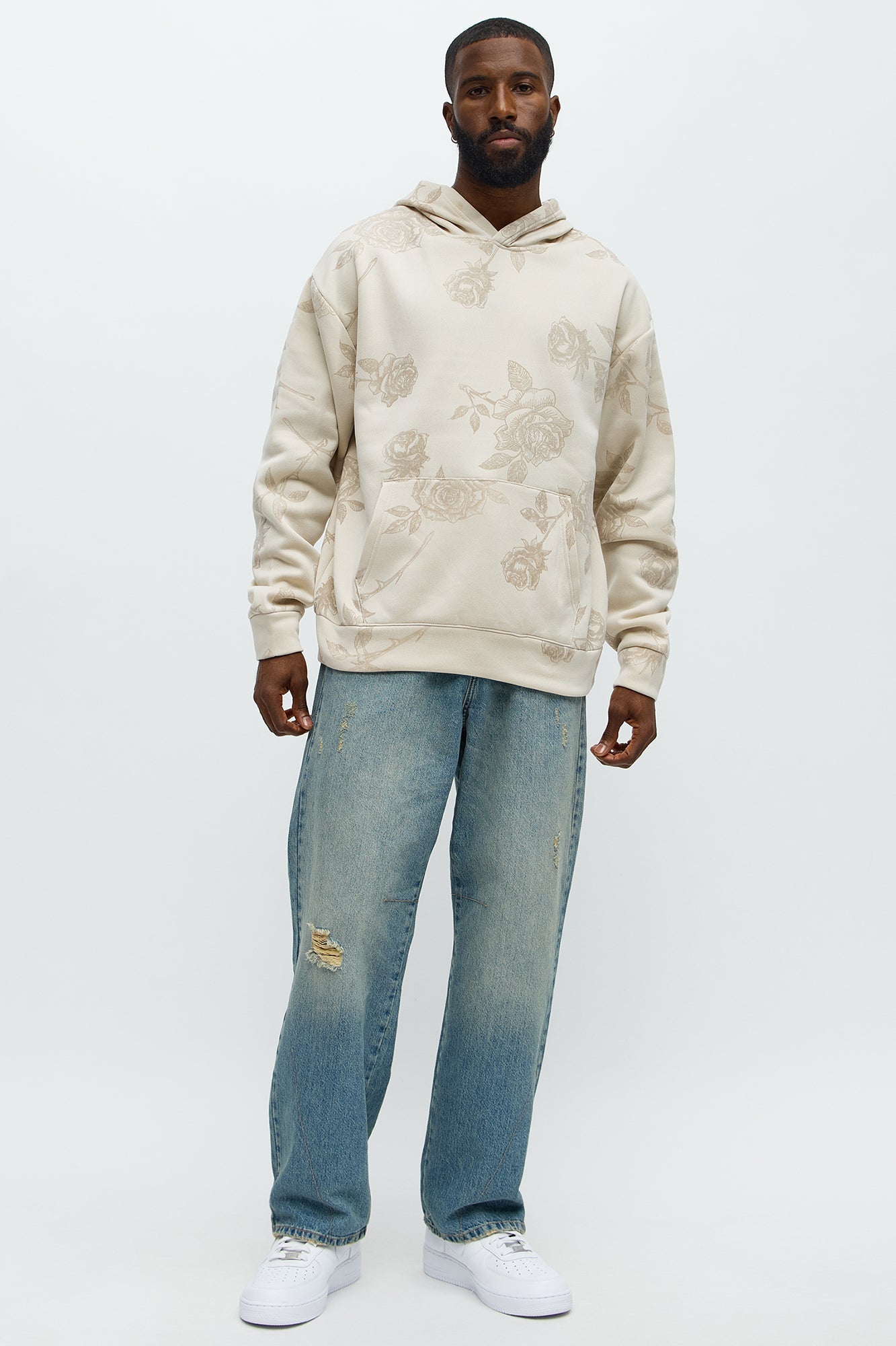 Flock Thorny Roses Hoodie - Cream