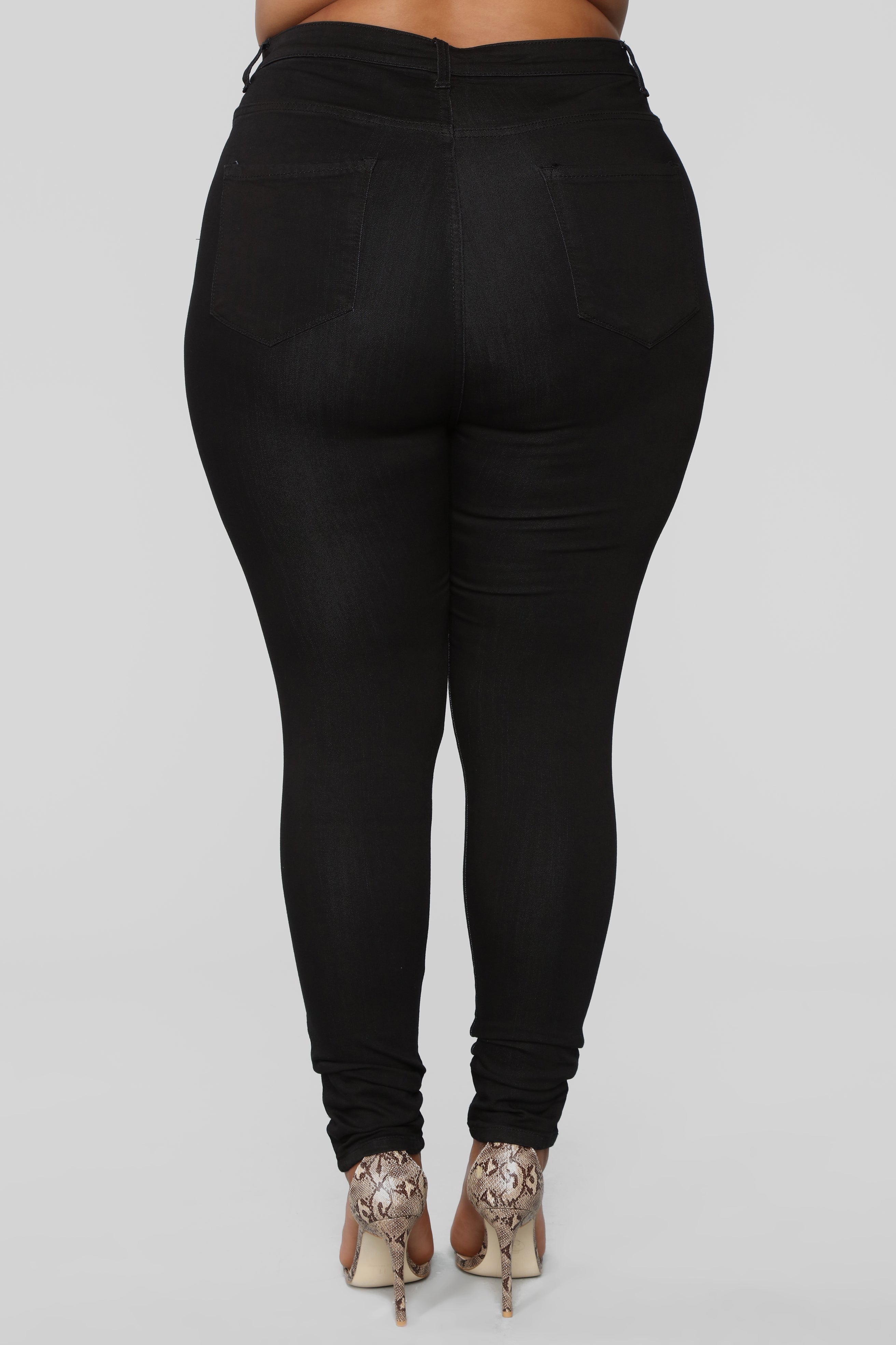 Classic High Waist Skinny Jeans - Black