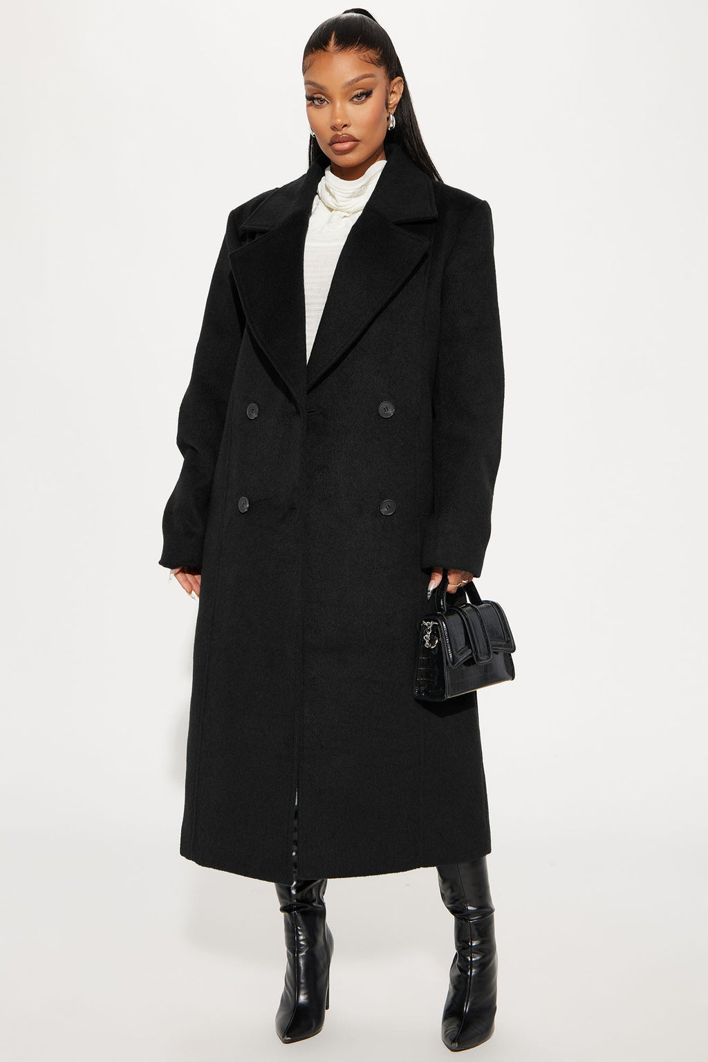 Melonie Wool Trench Coat - Black