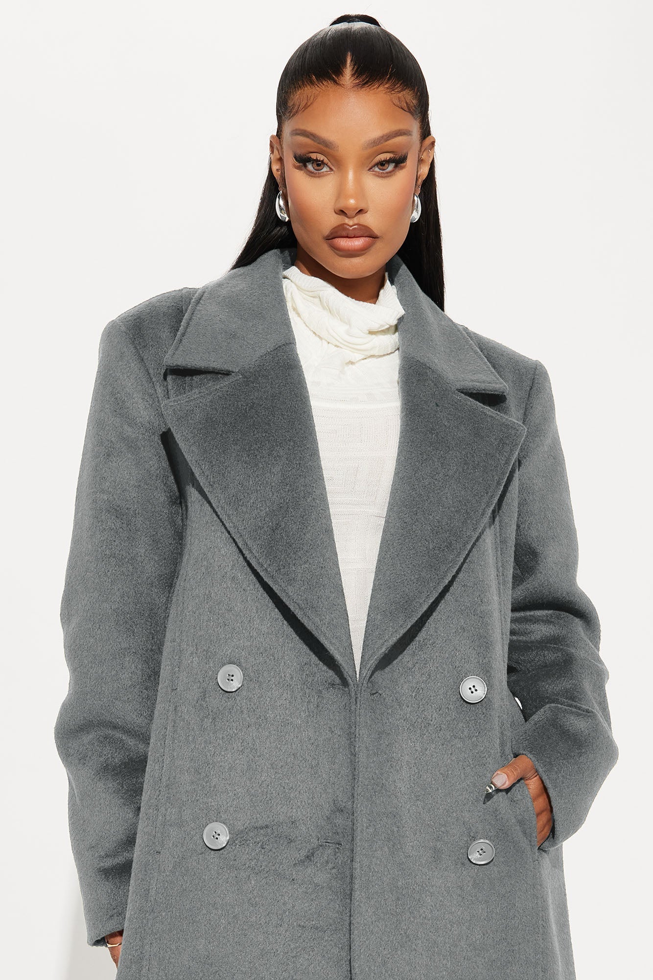 Melonie Wool Trench Coat - Heather Grey
