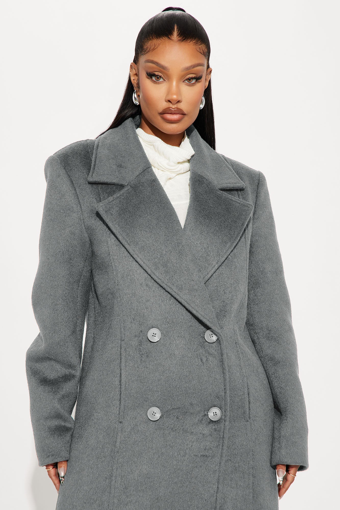 Melonie Wool Trench Coat - Heather Grey