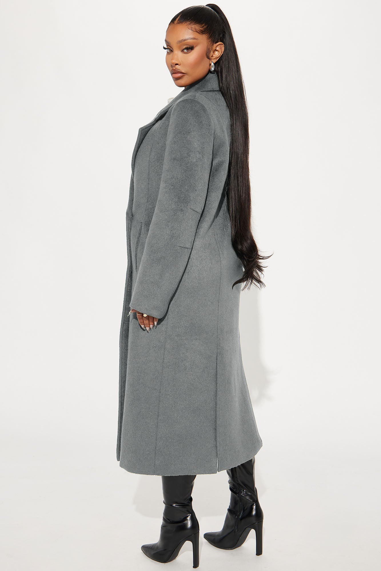 Melonie Wool Trench Coat - Heather Grey