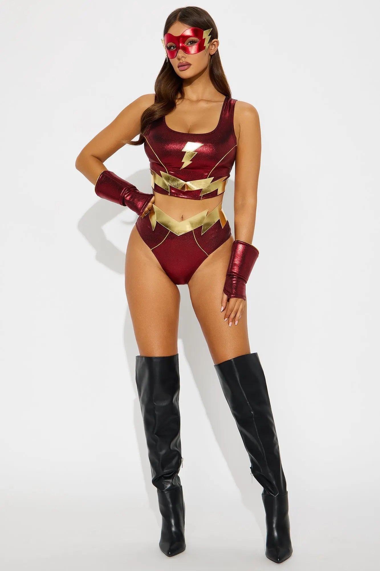 Super Babe Super Fast 4 Piece Costume Set - Red/combo 
