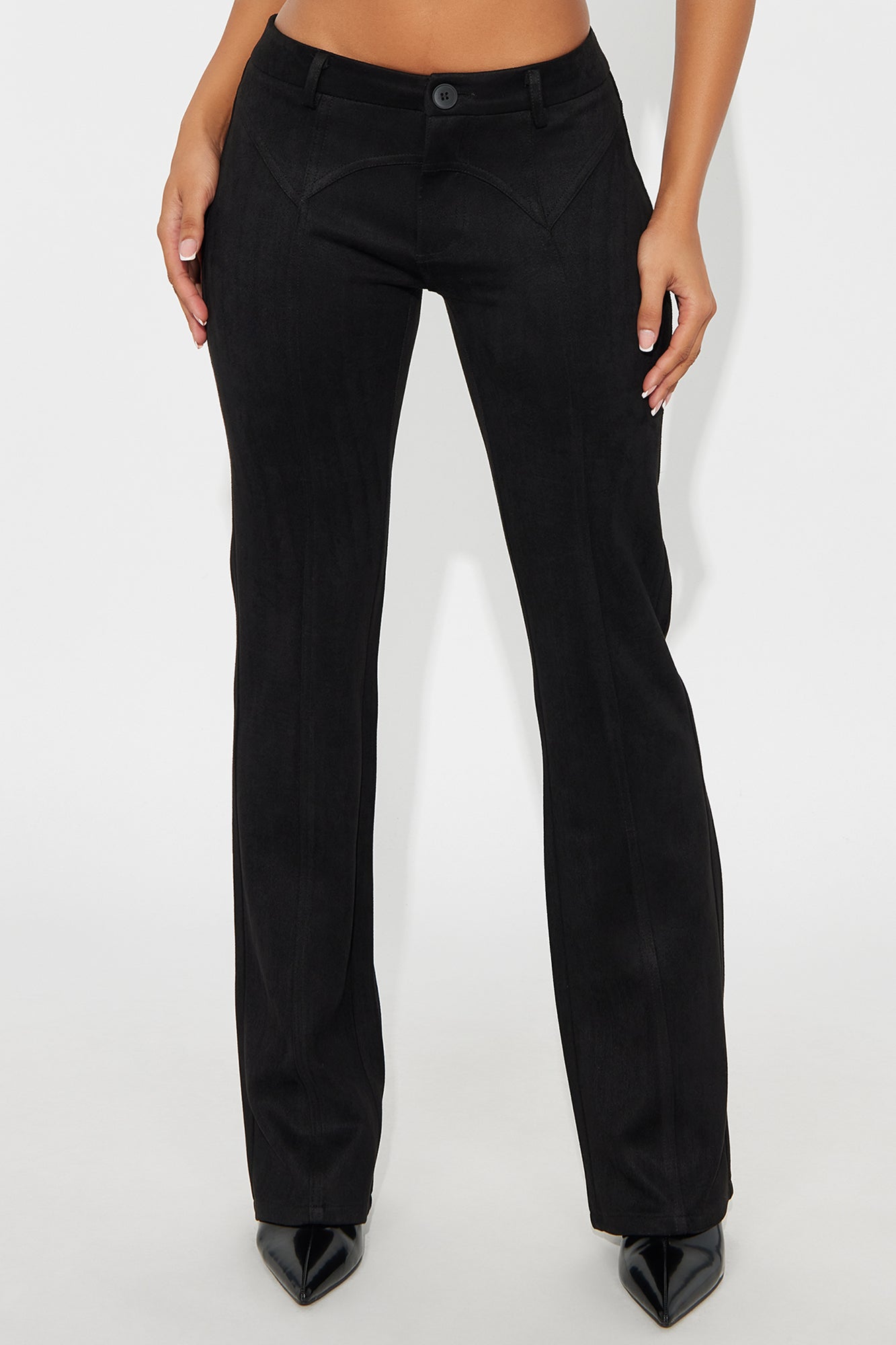 Headed For The Country Faux Suede Flare Pant - Black