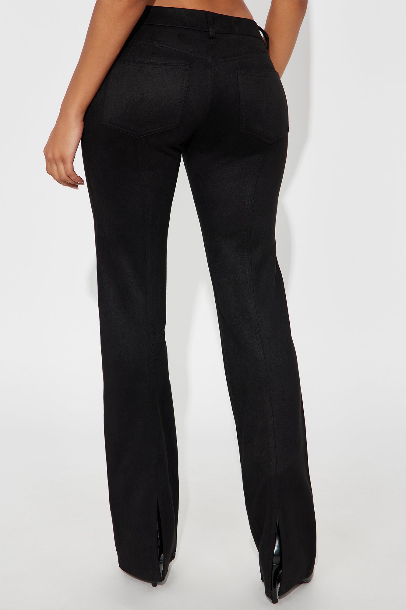 Headed For The Country Faux Suede Flare Pant - Black