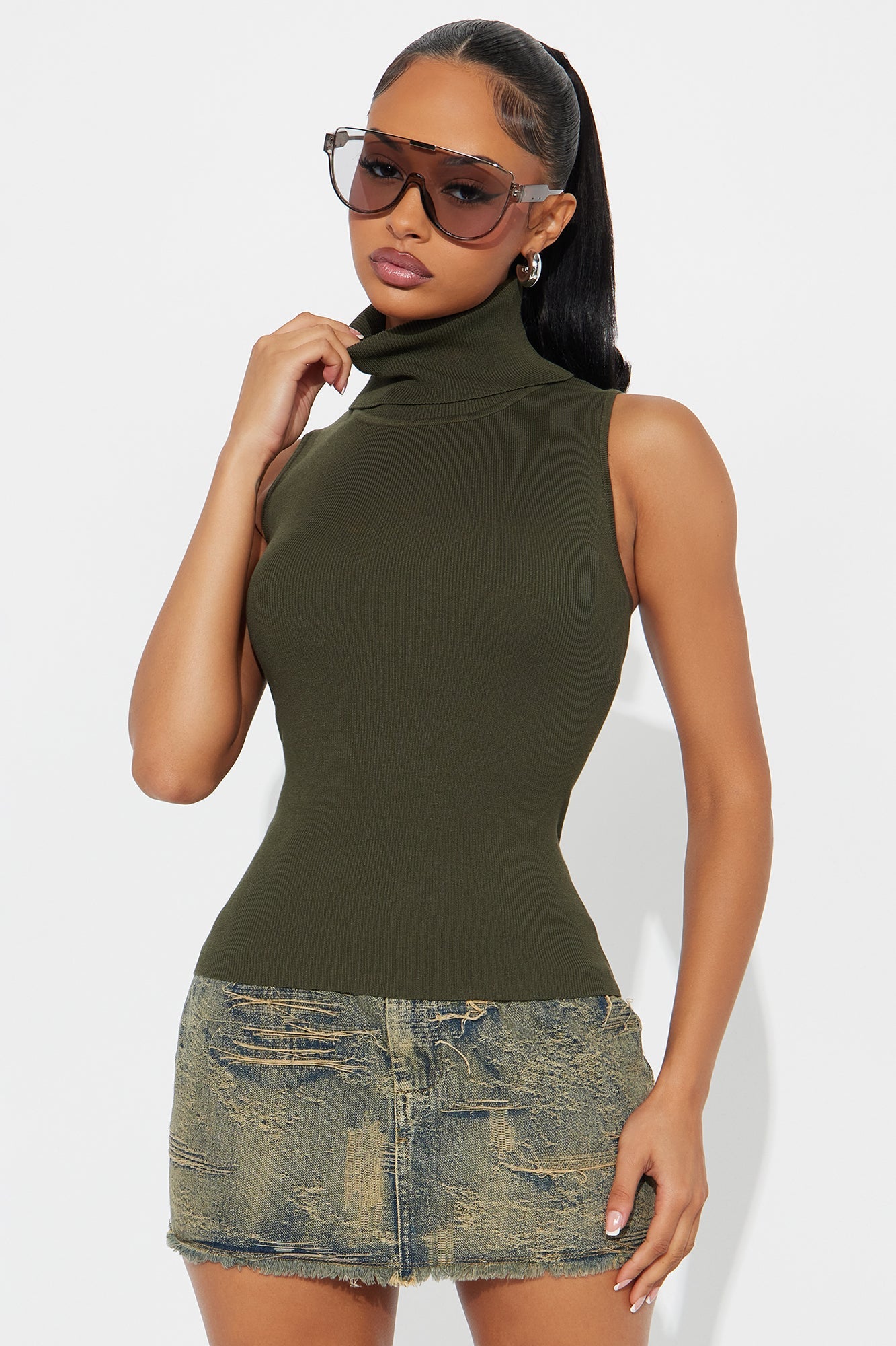 All You Turtle Neck Sweater Top - Olive