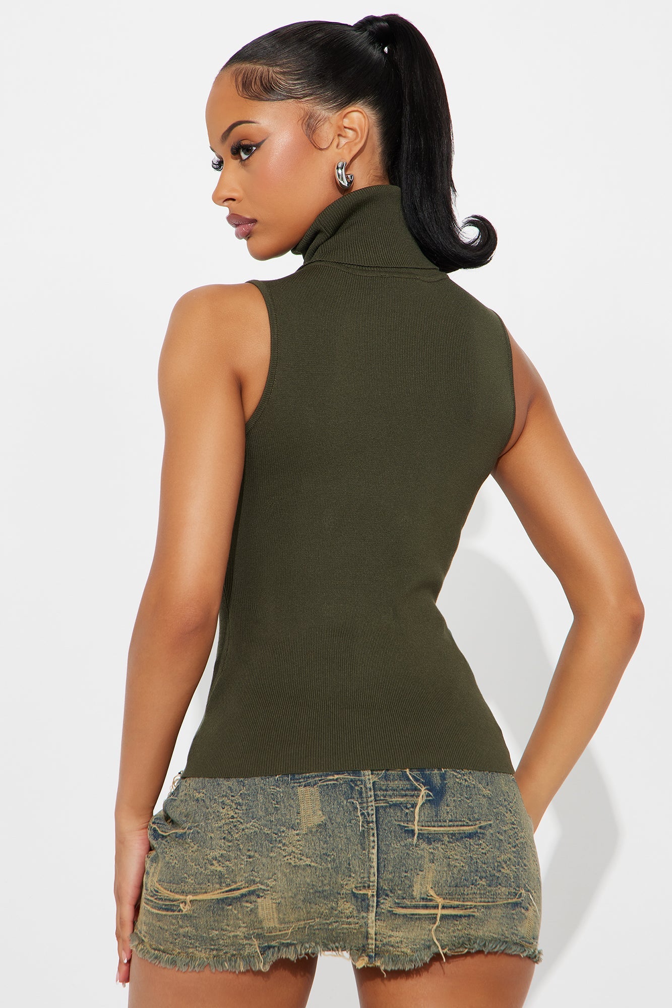 All You Turtle Neck Sweater Top - Olive