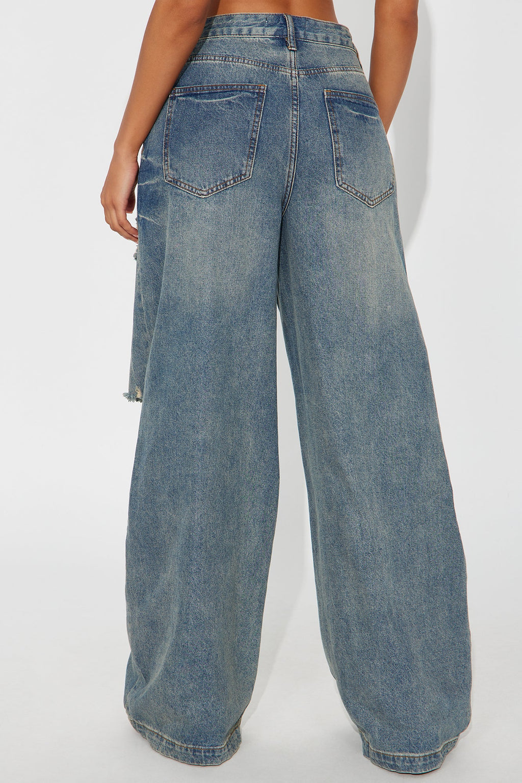 Sunset Avenue Ripped Wide Leg Jeans - Vintage Wash