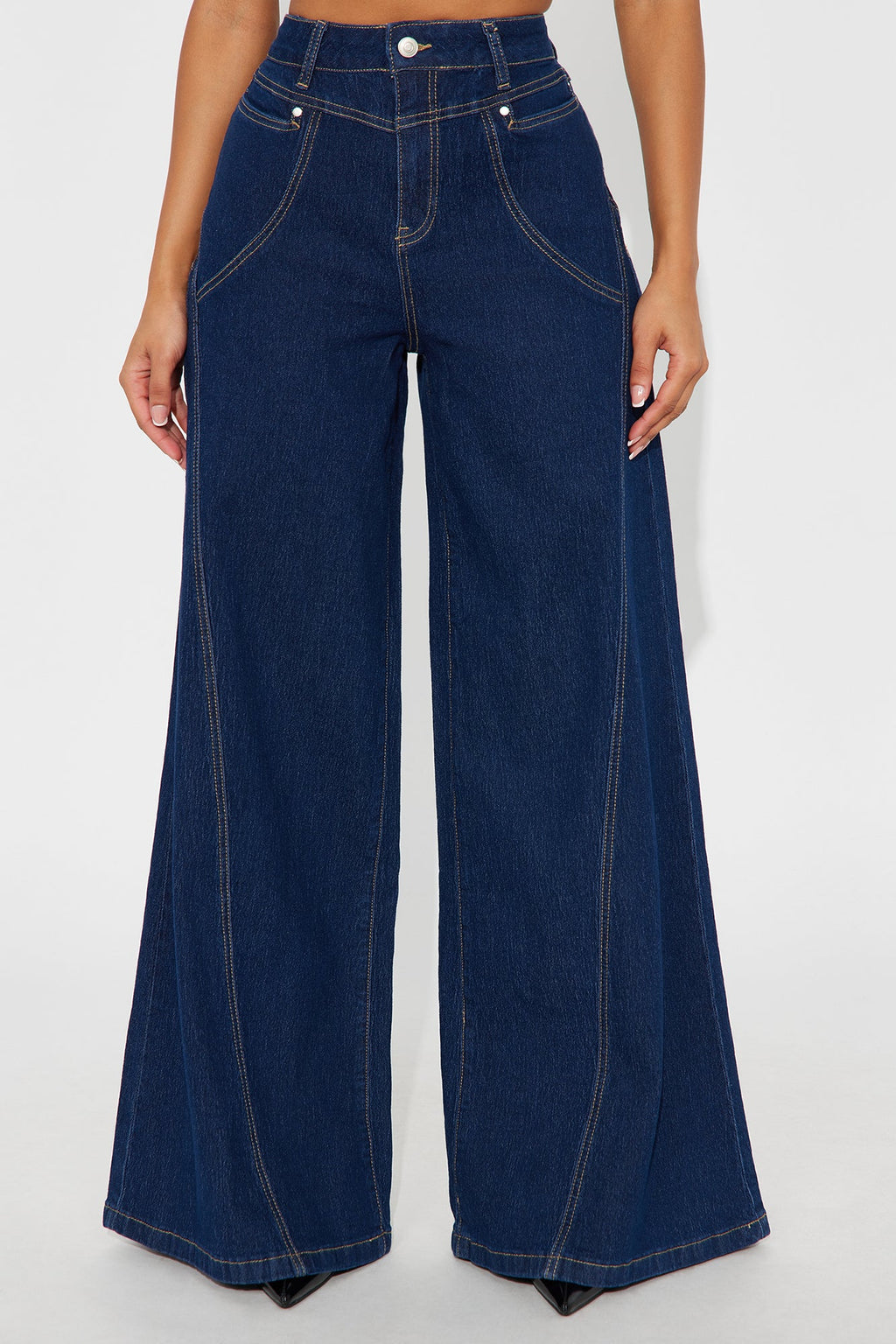 Americano Stretch Super Wide Leg Jeans - Dark Wash