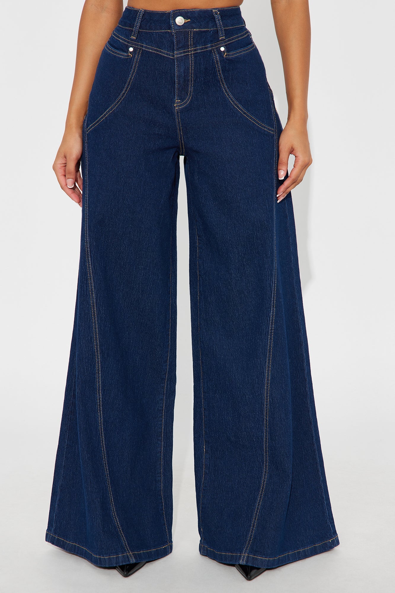 Americano Stretch Super Wide Leg Jeans - Dark Wash