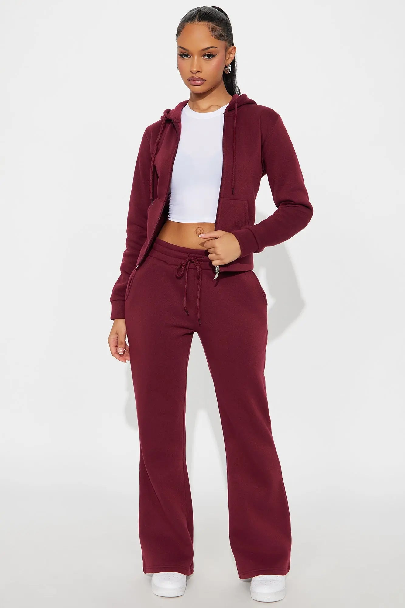Candice Zip Up Hoodie - Burgundy 