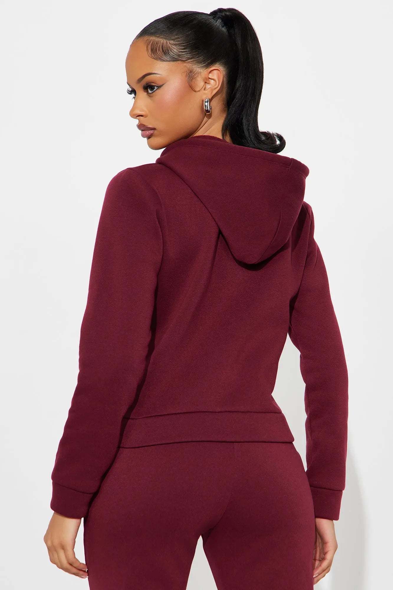 Candice Zip Up Hoodie - Burgundy 
