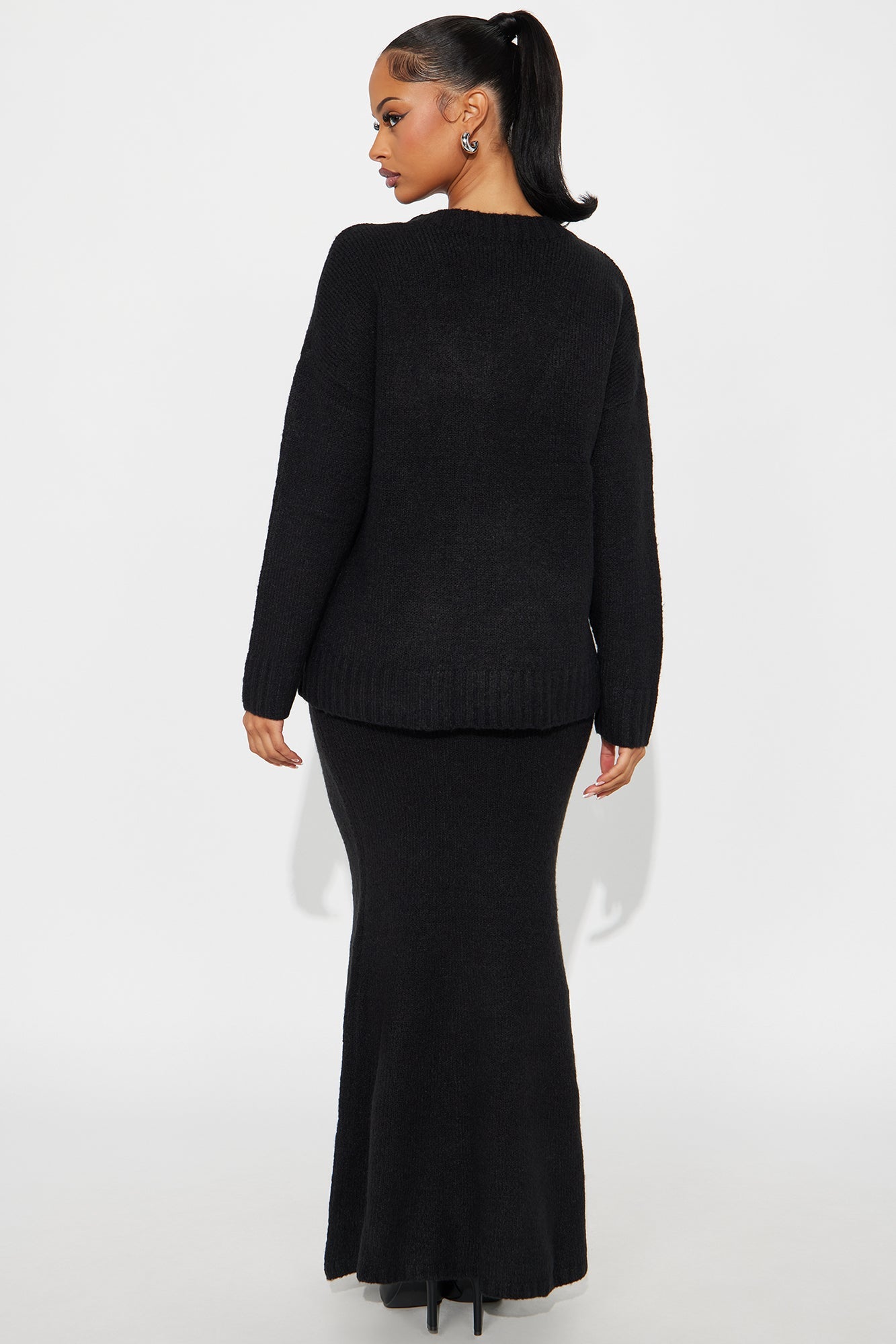 Moment Of Clarity Oversized Sweater Maxi Skirt Set - Charcoal