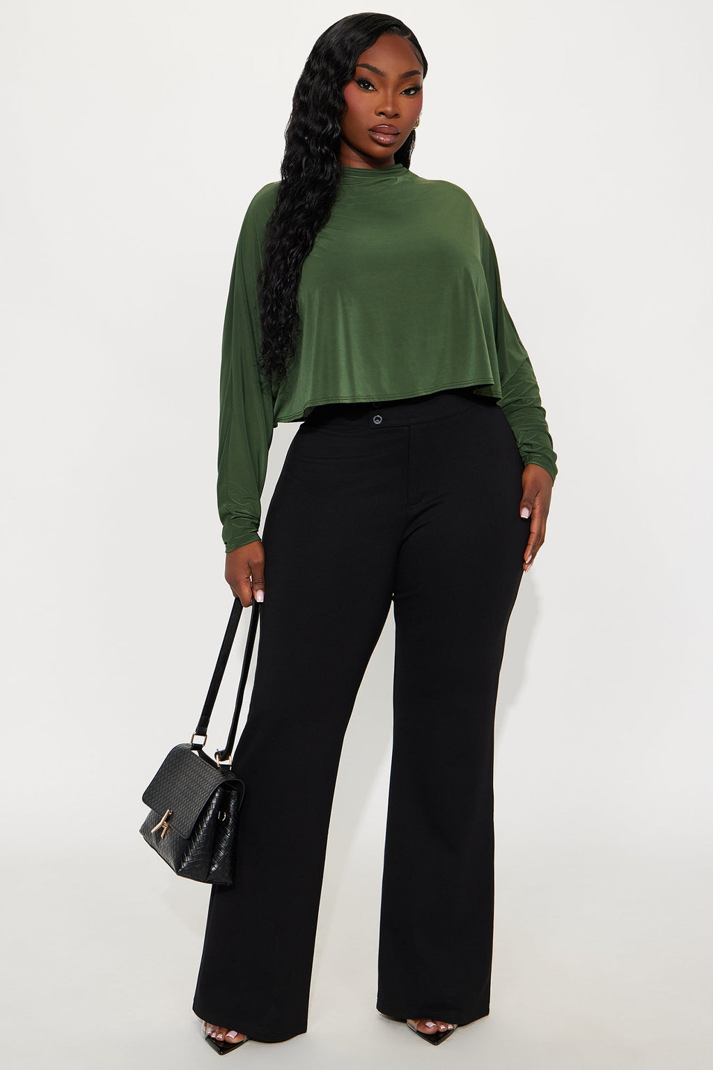 Come Around Top Long Mock Neck Top - Olive