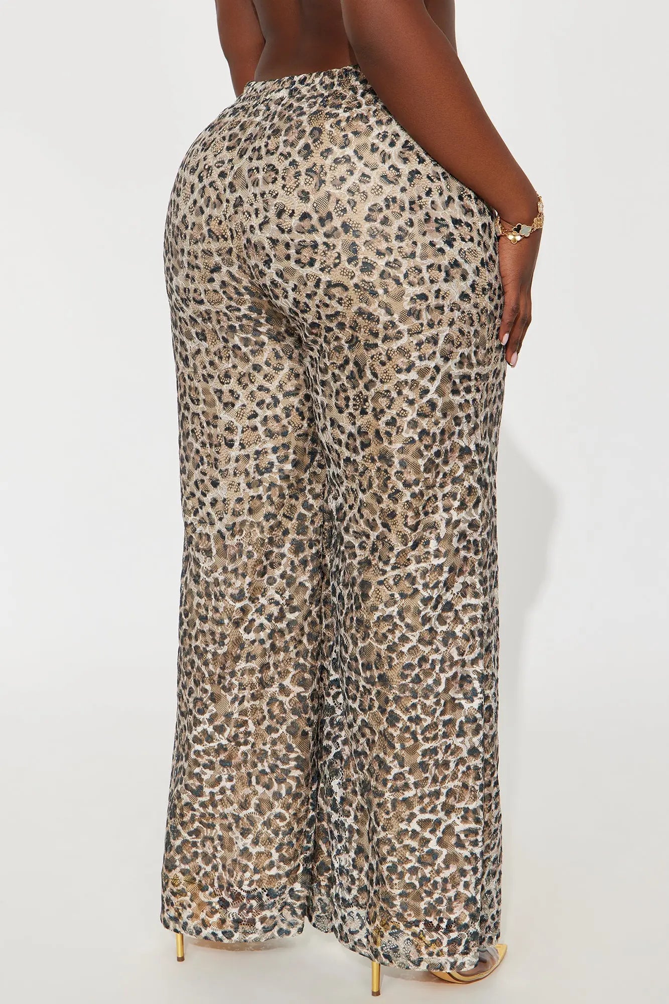 Locked In Leopard Lace Wide Leg Pant 33″ - Leopard 