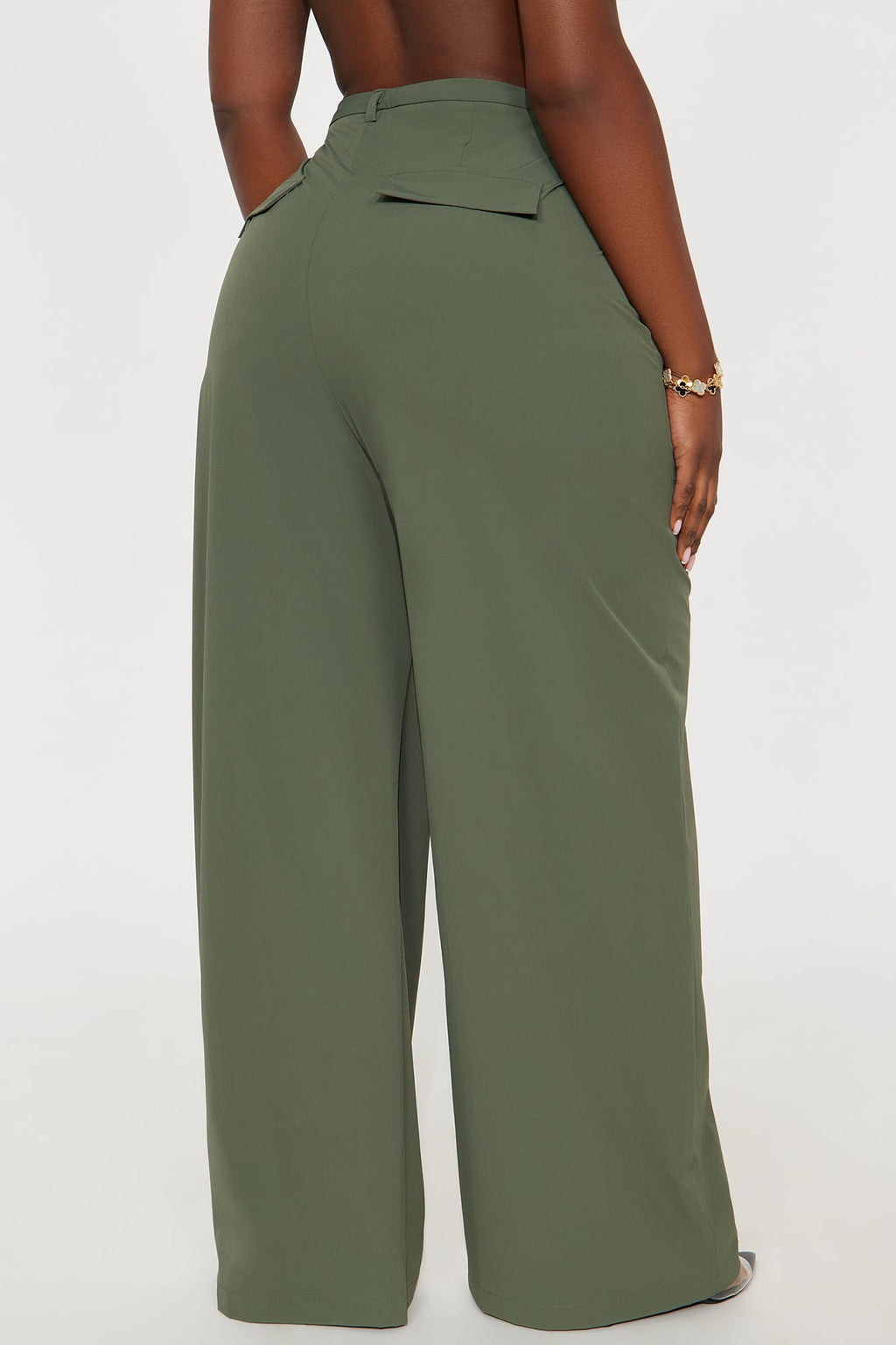 Naya Wide Leg Windbreaker Pant - Dark Olive