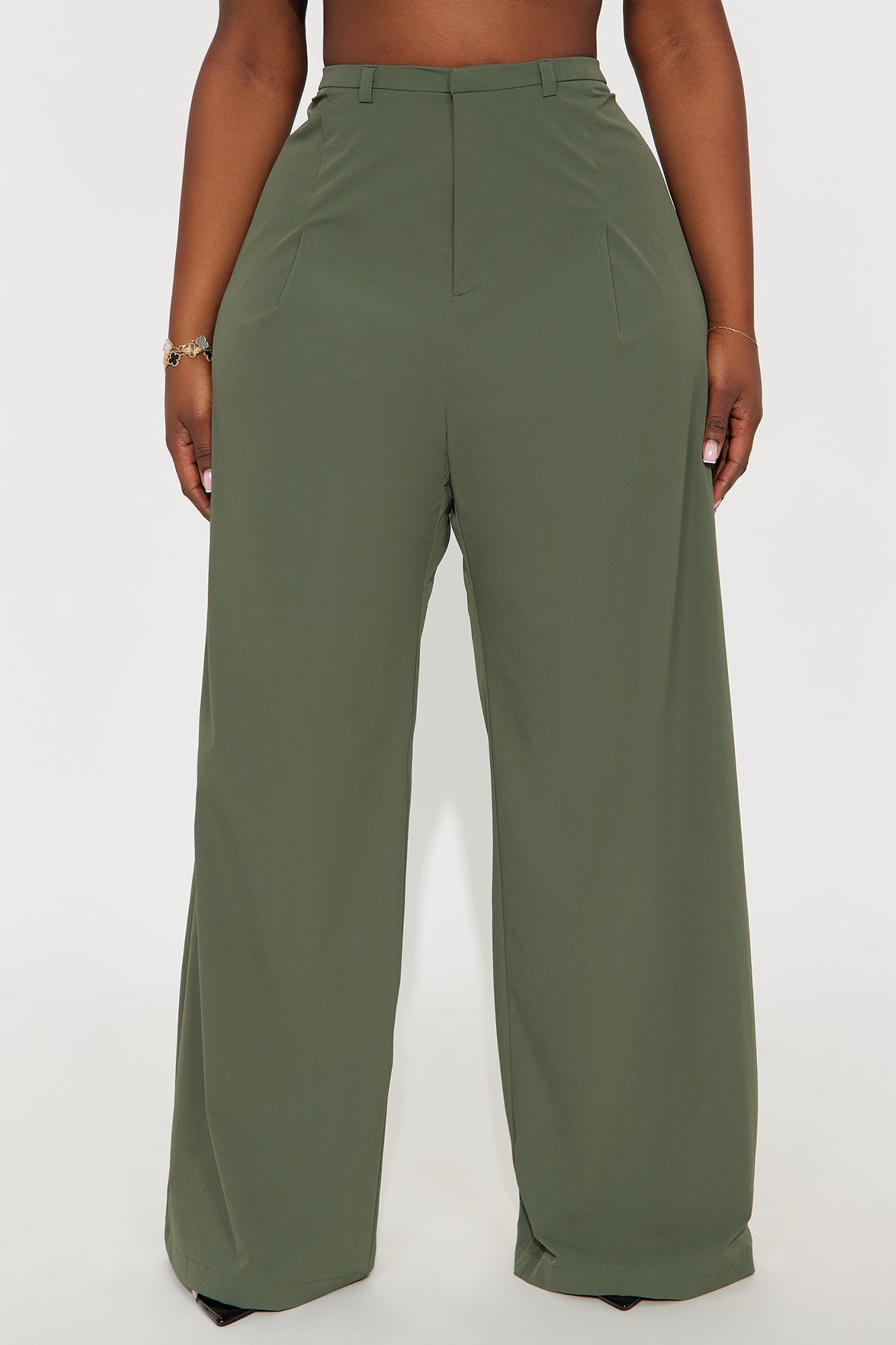 Naya Wide Leg Windbreaker Pant - Dark Olive