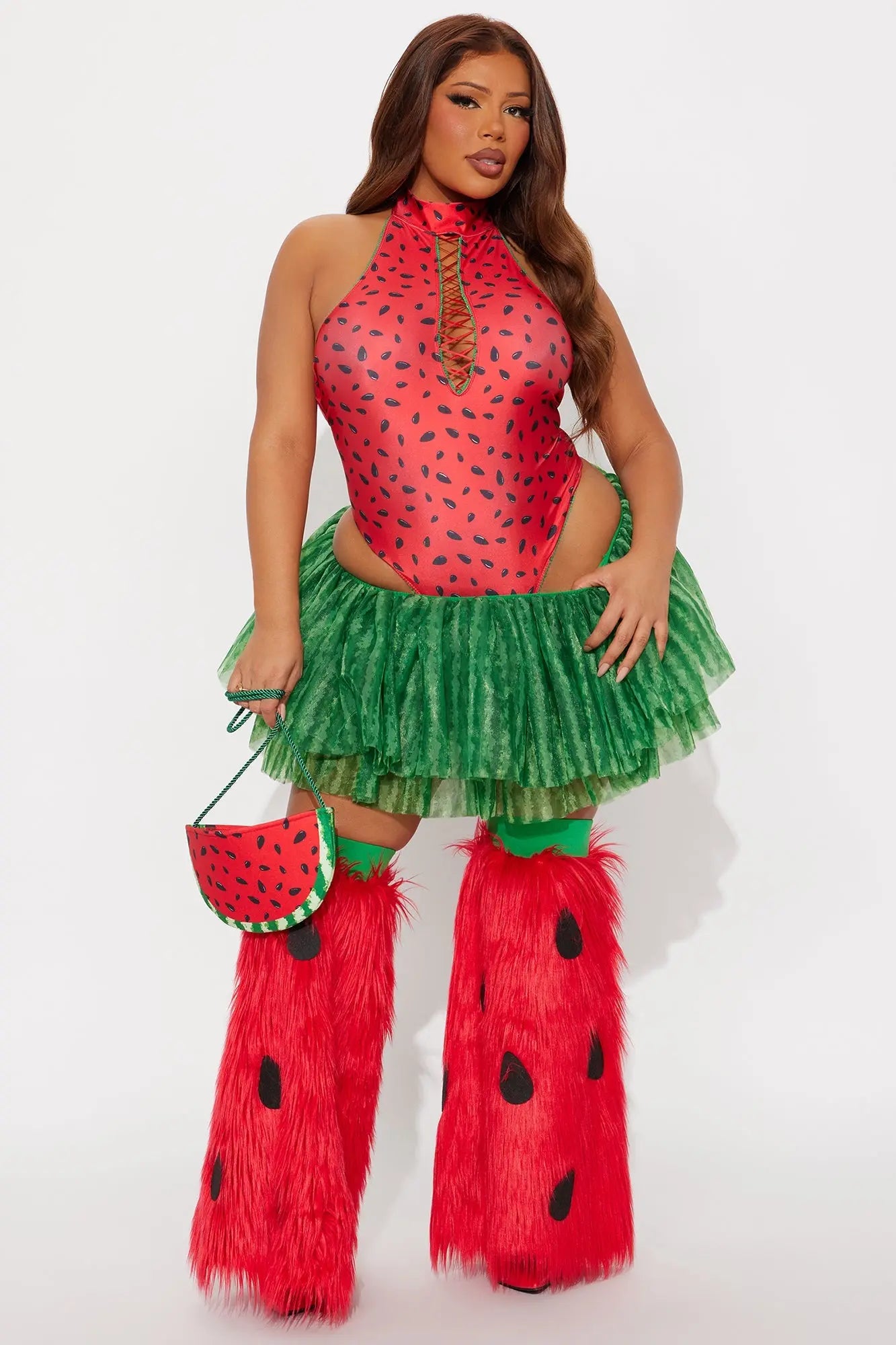 Juicy Watermelon 4 Piece Costume Set - Red/combo 