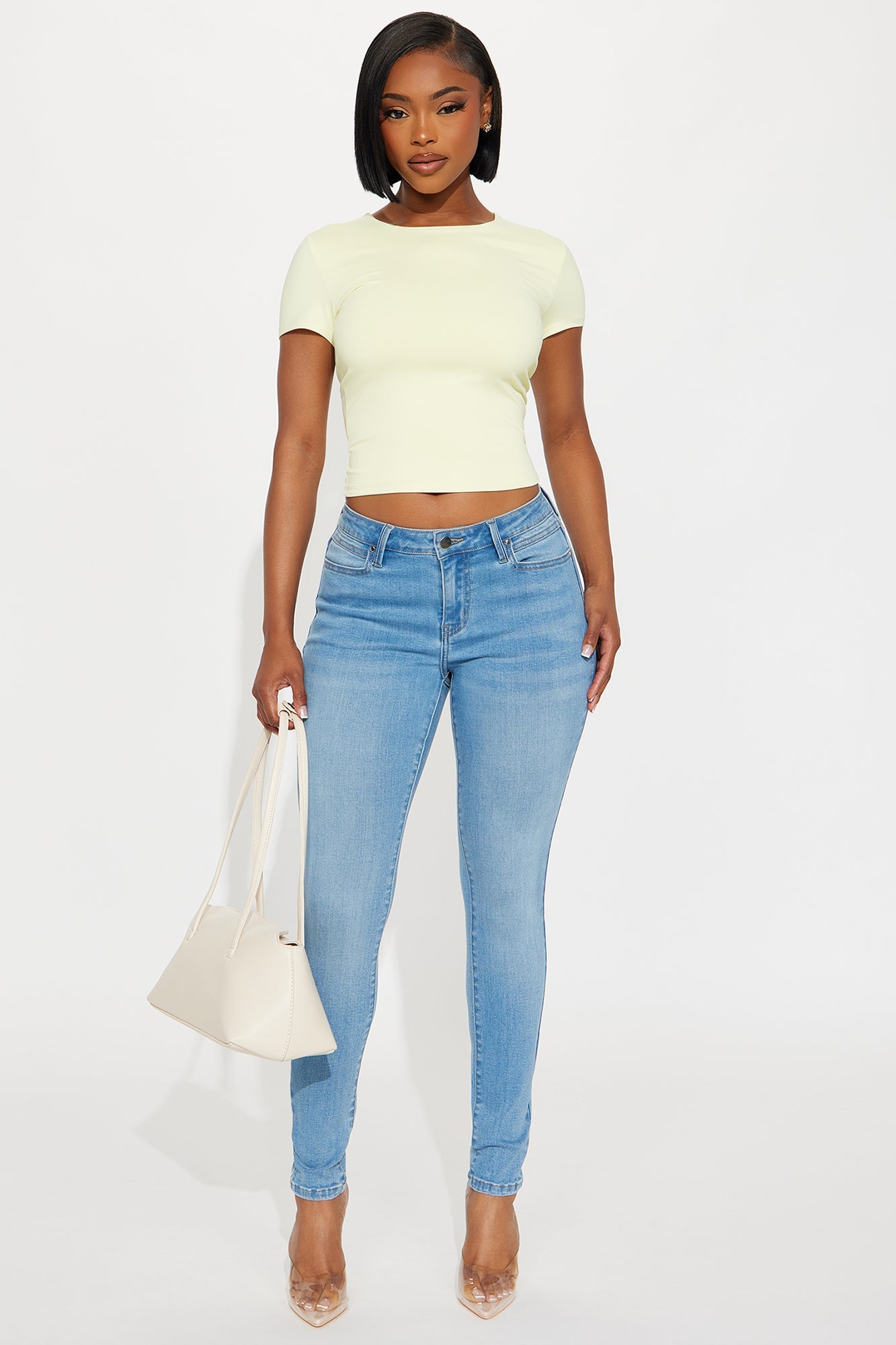 Smooth Double Lined Short Sleeve Crew Neck Baby Tee - Butter Yellow