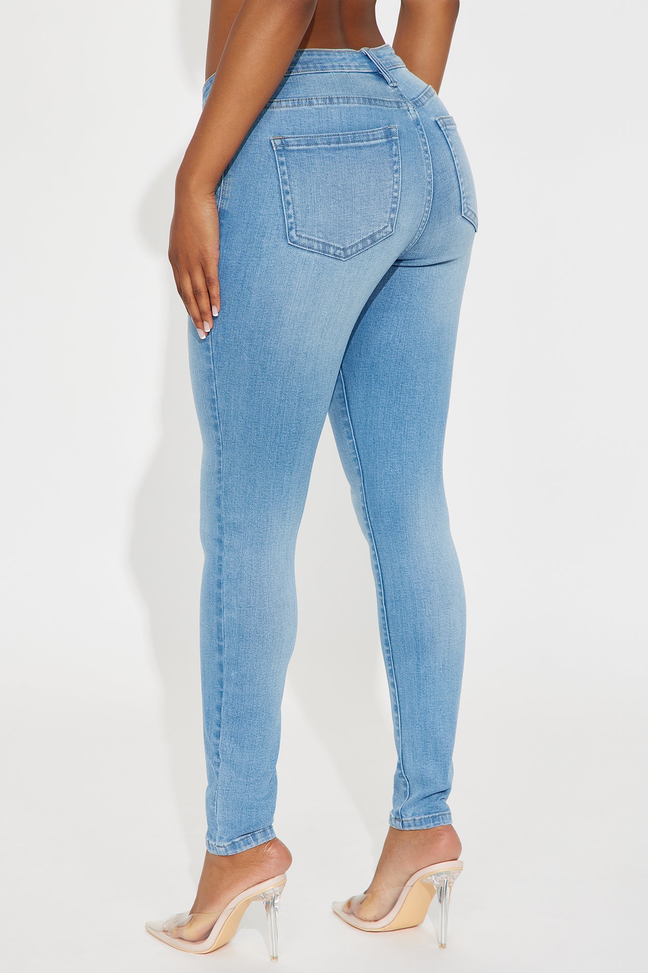 Do My Best Premium Low Waist Skinny Jeans - Light Wash