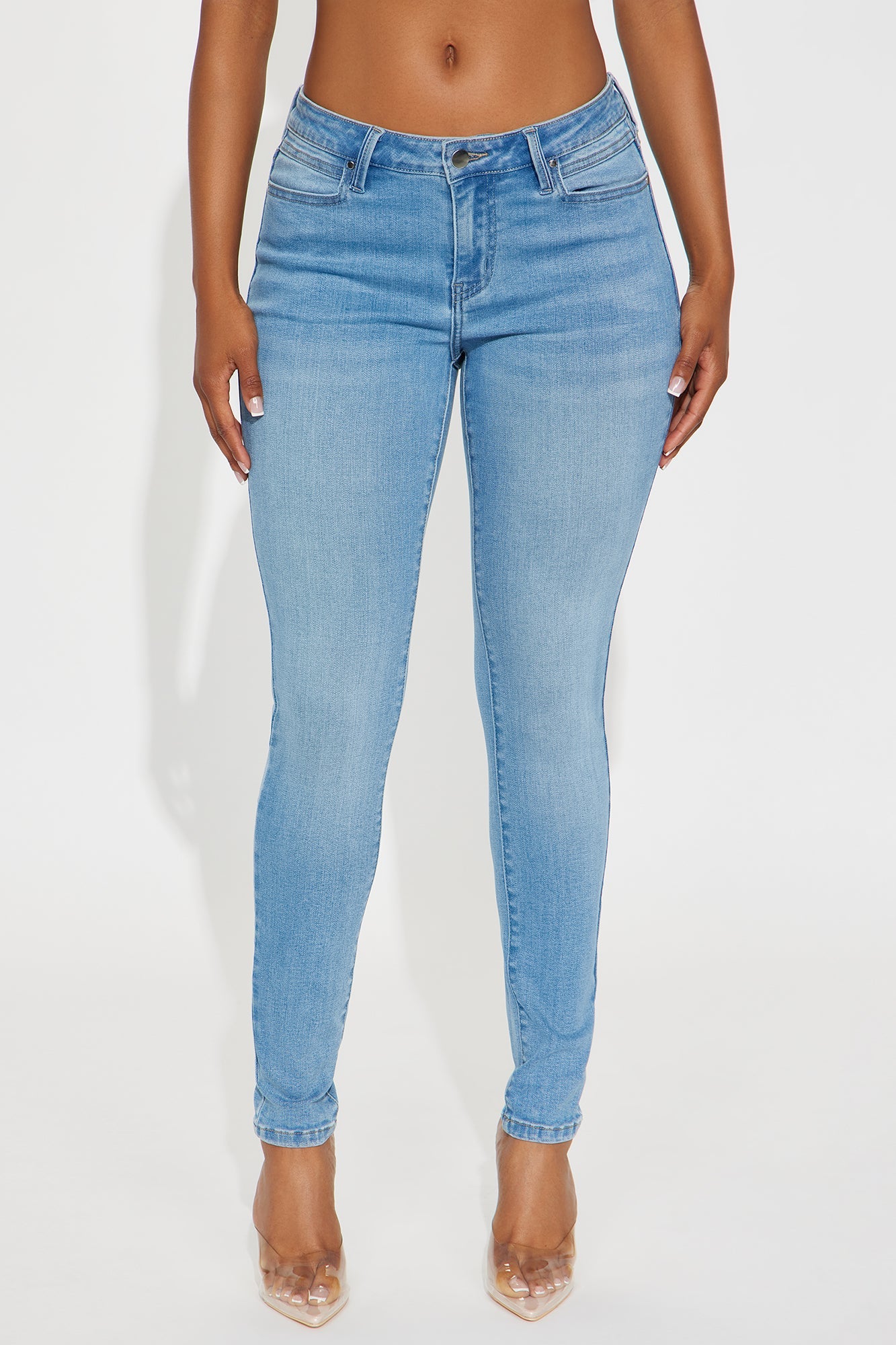 Do My Best Premium Low Waist Skinny Jeans - Light Wash