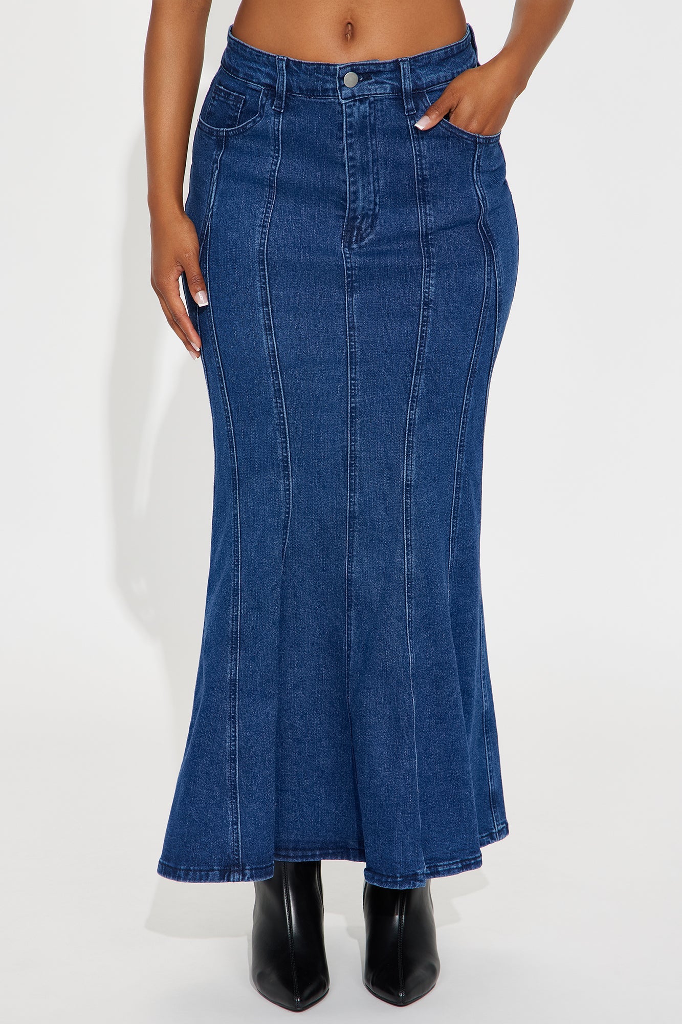 Brooke Denim Maxi Skirt - Dark Wash