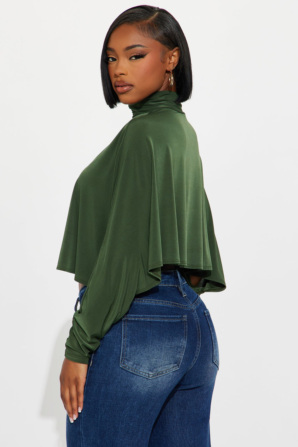 Come Around Top Long Mock Neck Top - Olive
