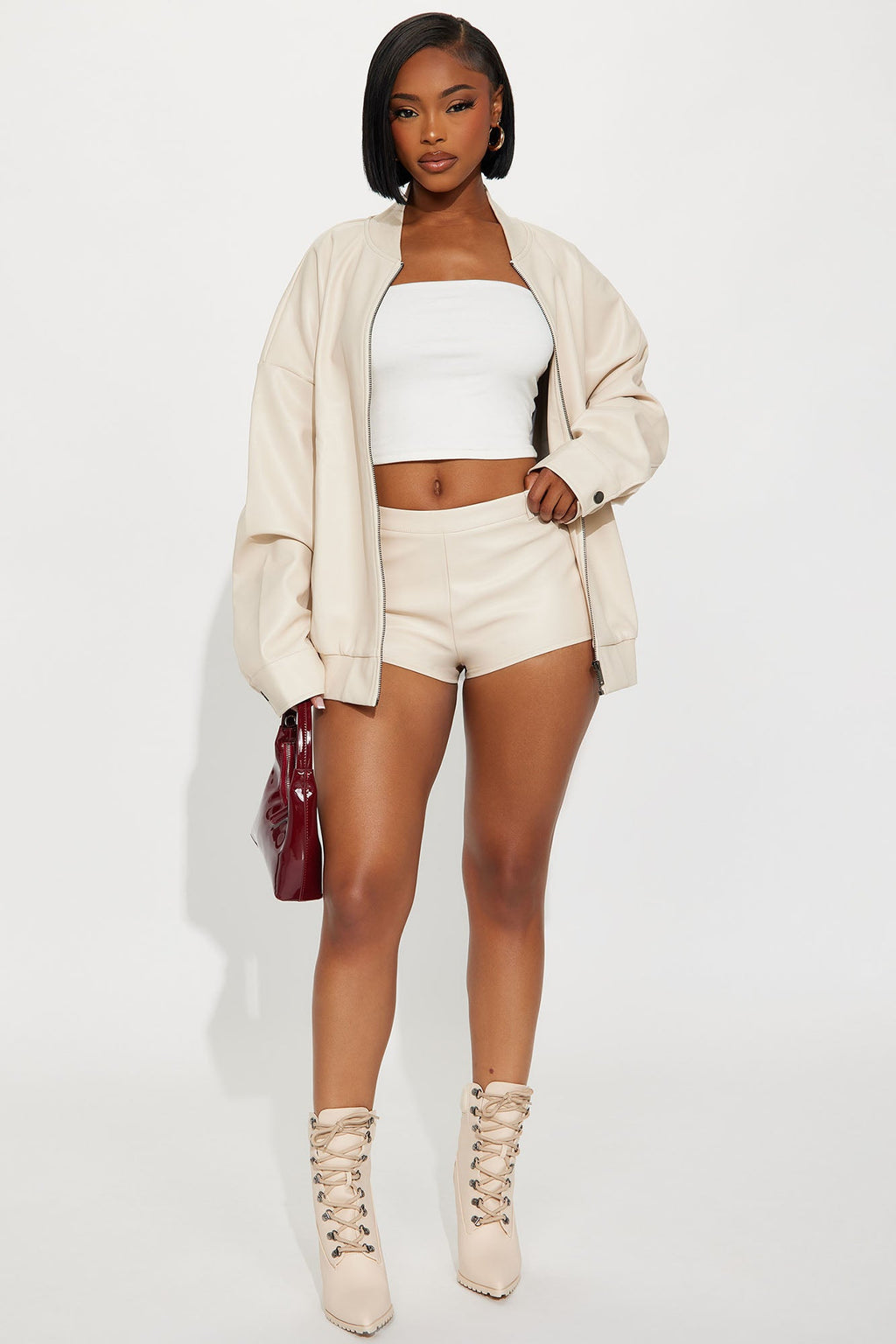 Kelis Faux Leather Micro Short - Tan