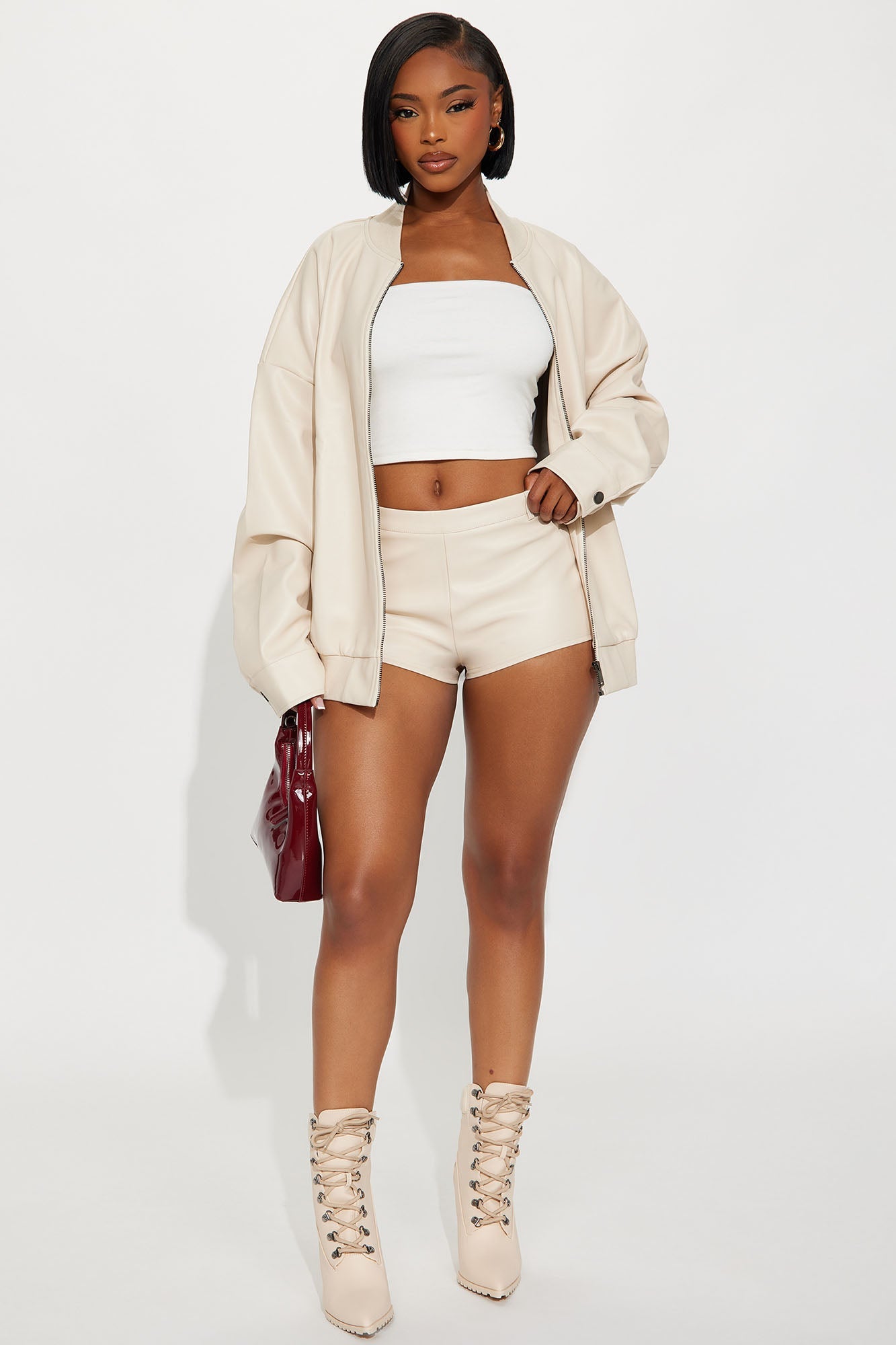 Kelis Faux Leather Micro Short - Tan
