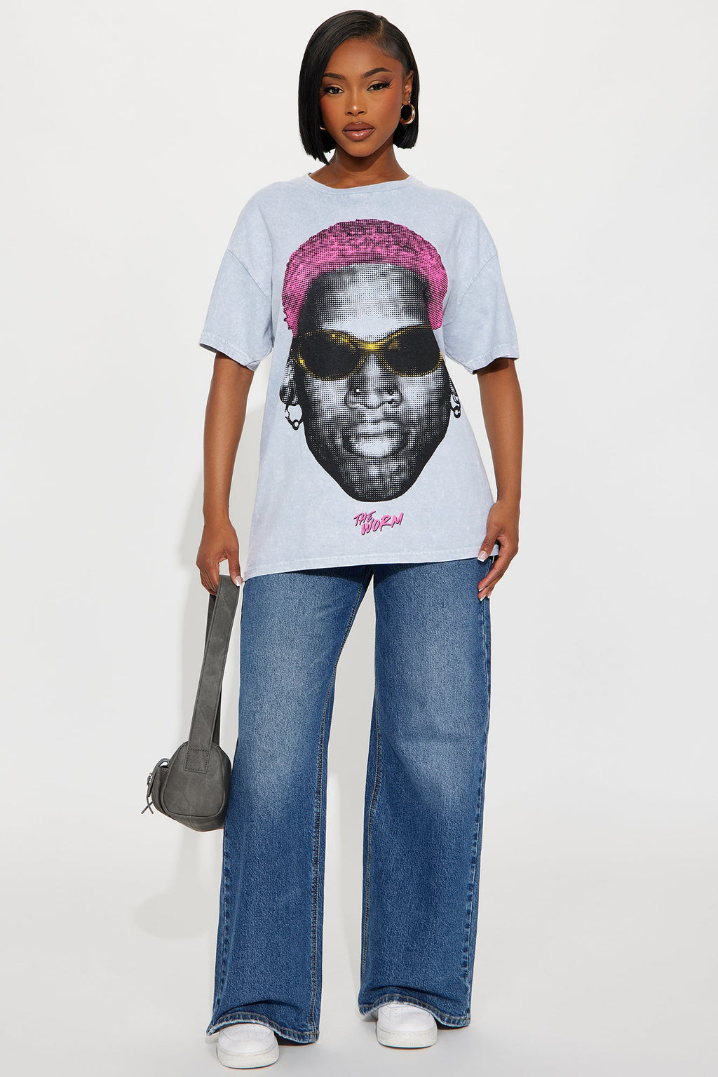 Dennis Rodman Pink Hair Washed Tee - Grey Mineral Wash