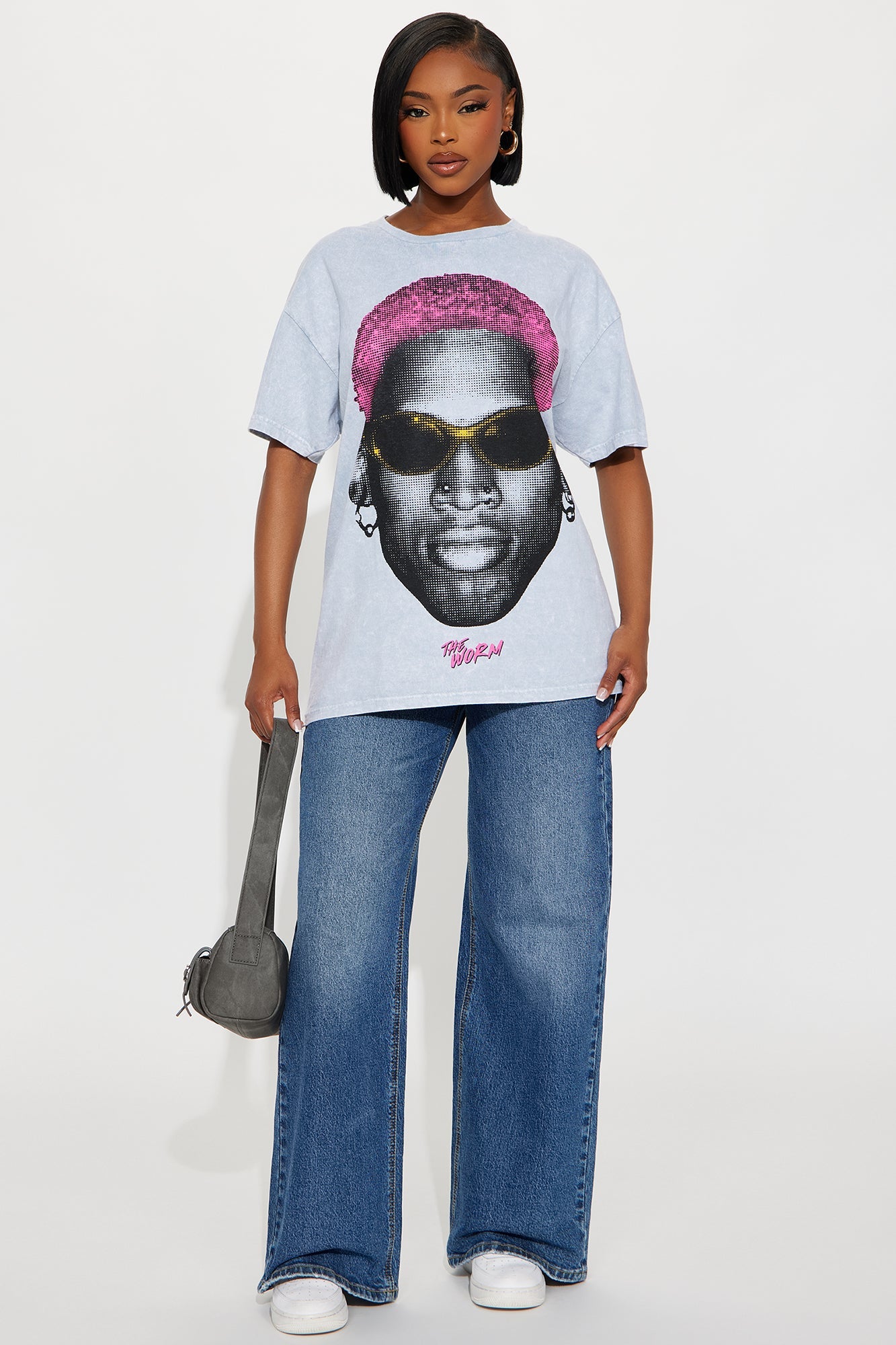 Dennis Rodman Pink Hair Washed Tee - Grey Mineral Wash