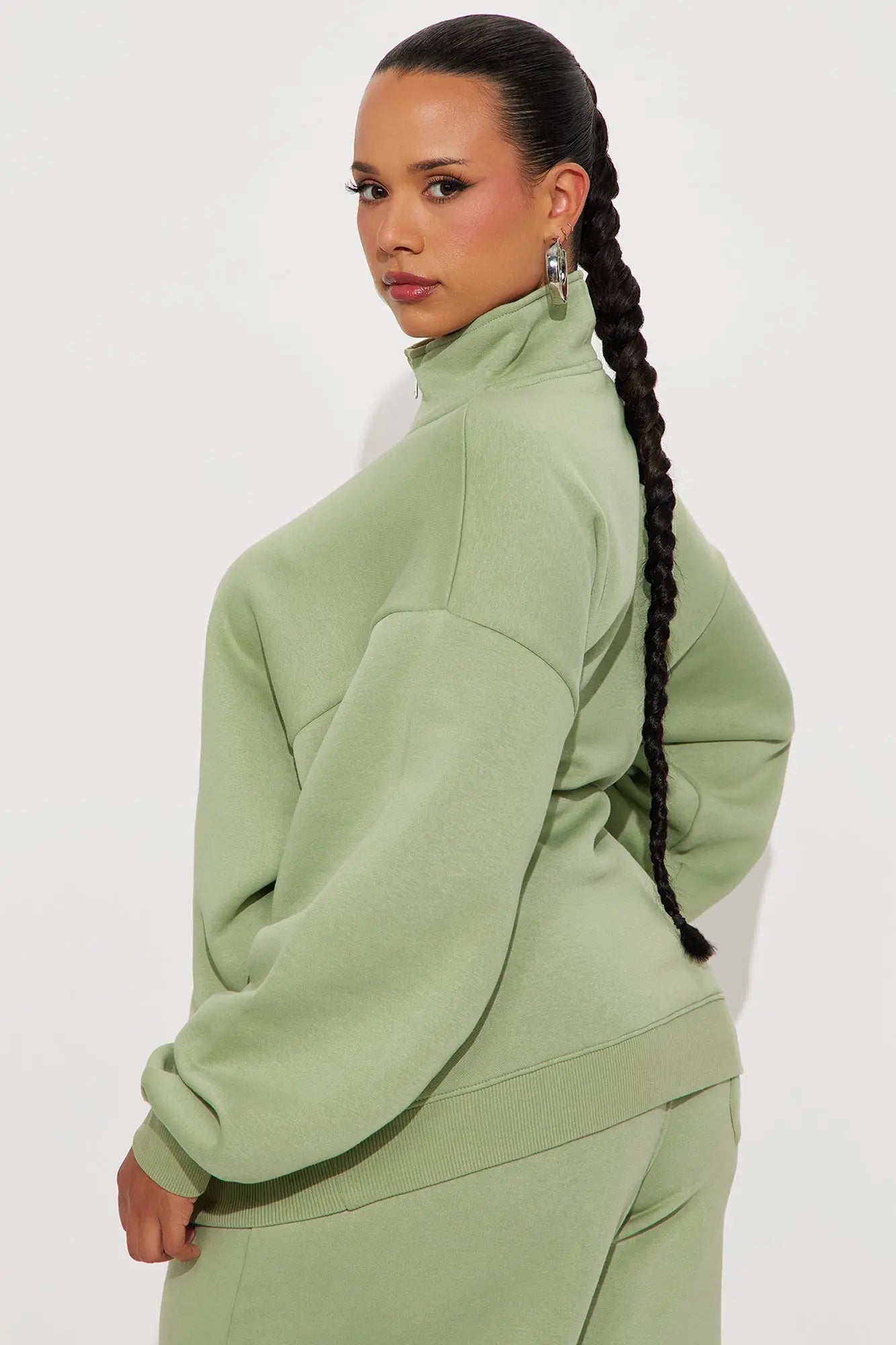 Stole My Ex Boyfriend's Oversized Quarter Zip Sweatshirt - Sage 