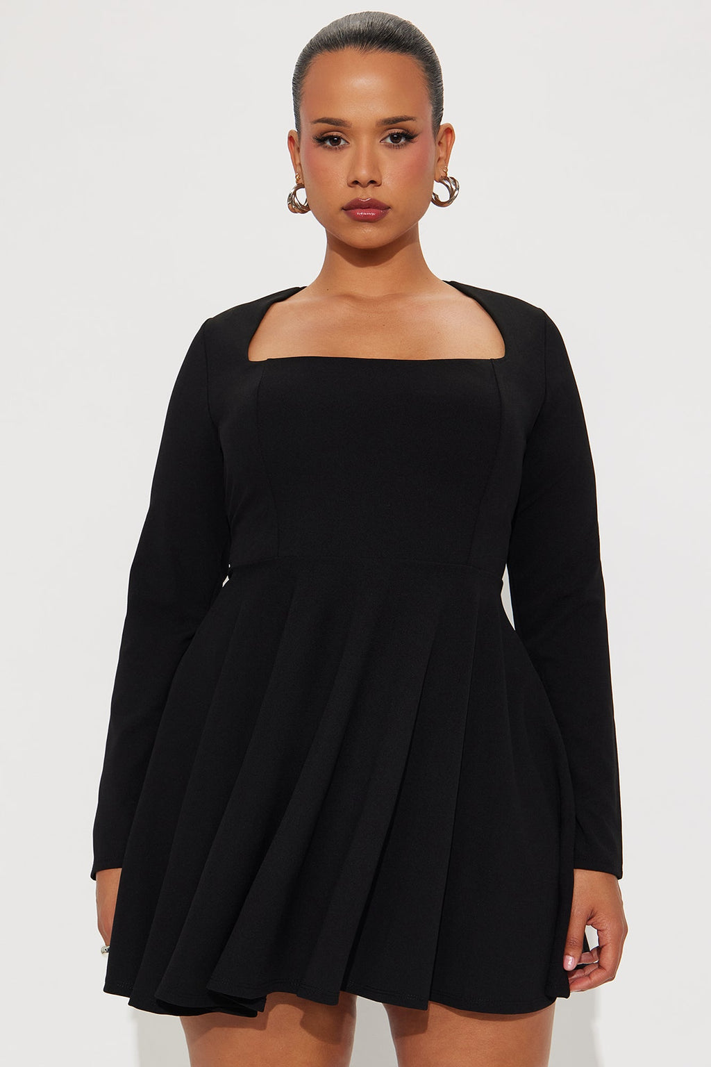 Alena Long Sleeve Mini Dress - Black
