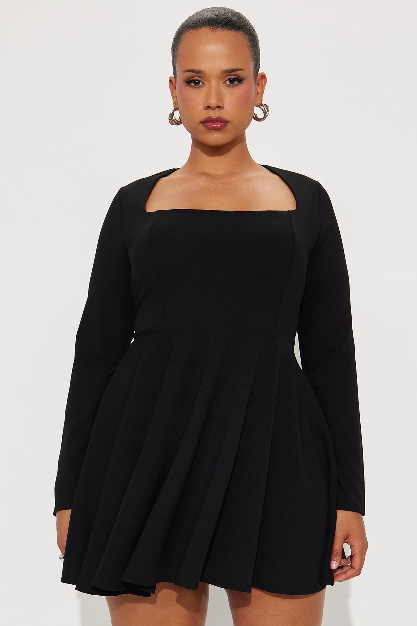 Alena Long Sleeve Mini Dress - Black