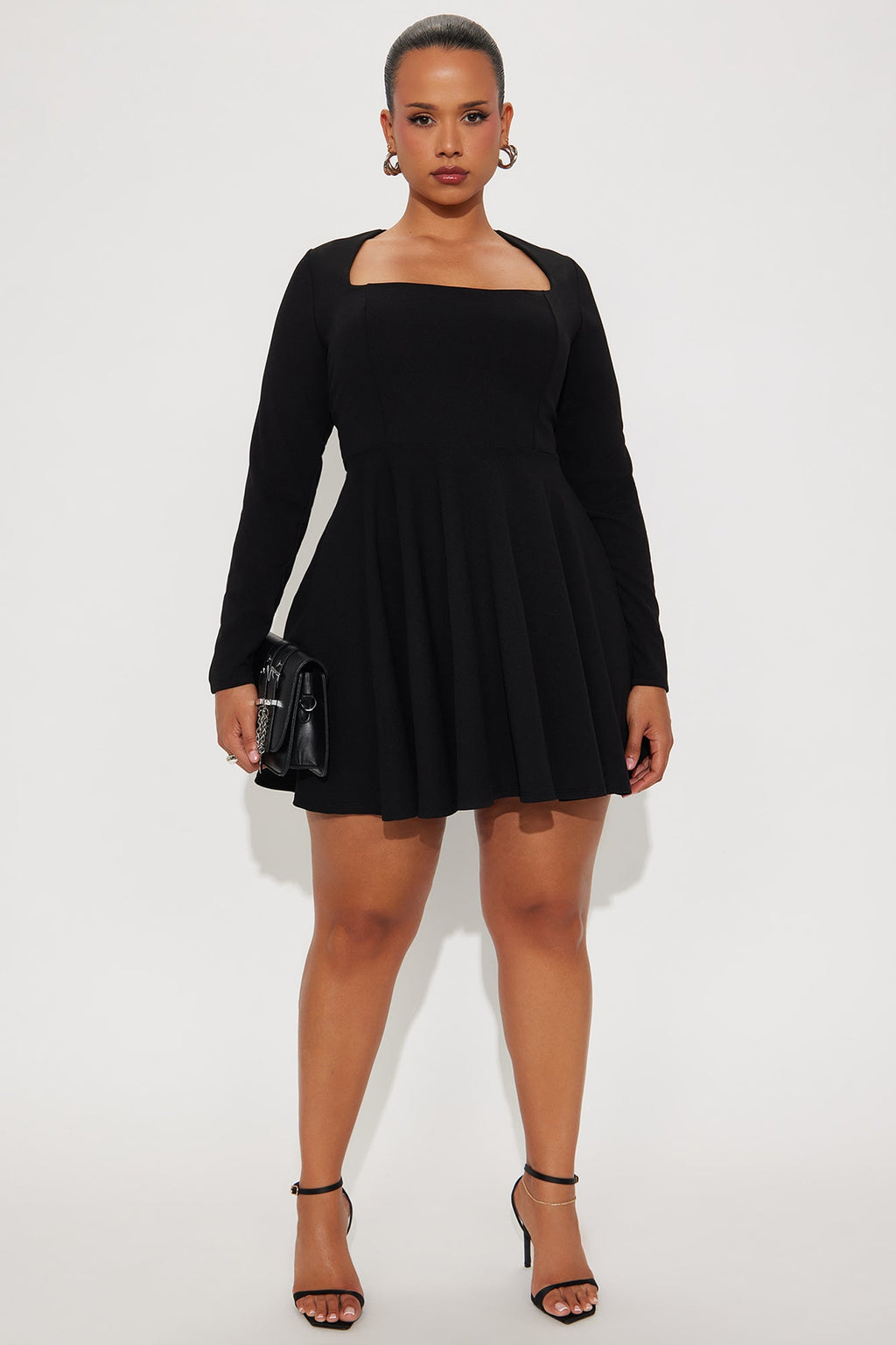 Alena Long Sleeve Mini Dress - Black
