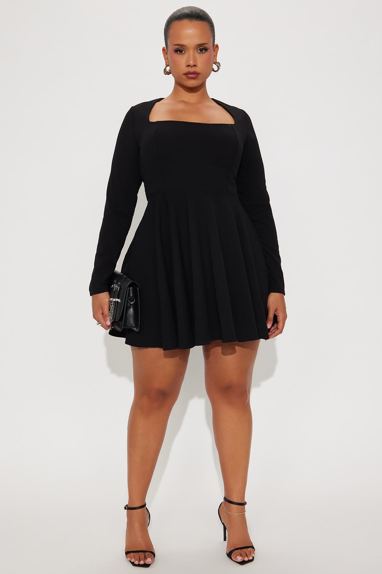 Alena Long Sleeve Mini Dress - Black
